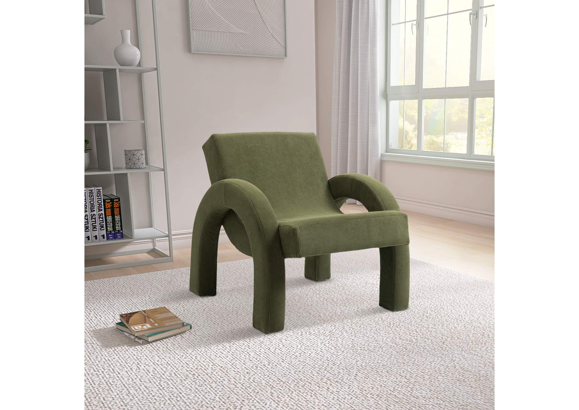 Corduroy Green Corduroy Fabric Accent Chair,Meridian Furniture