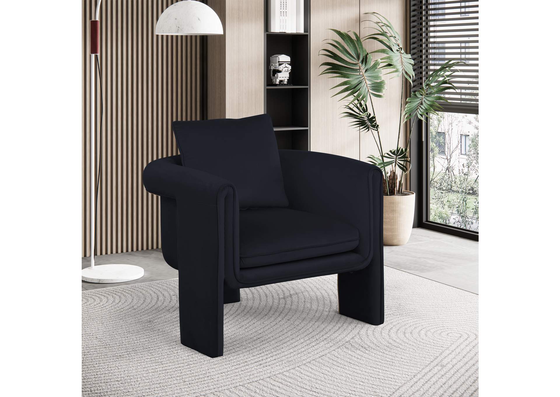 Sloan Black Velvet Accent Chair,Meridian Furniture