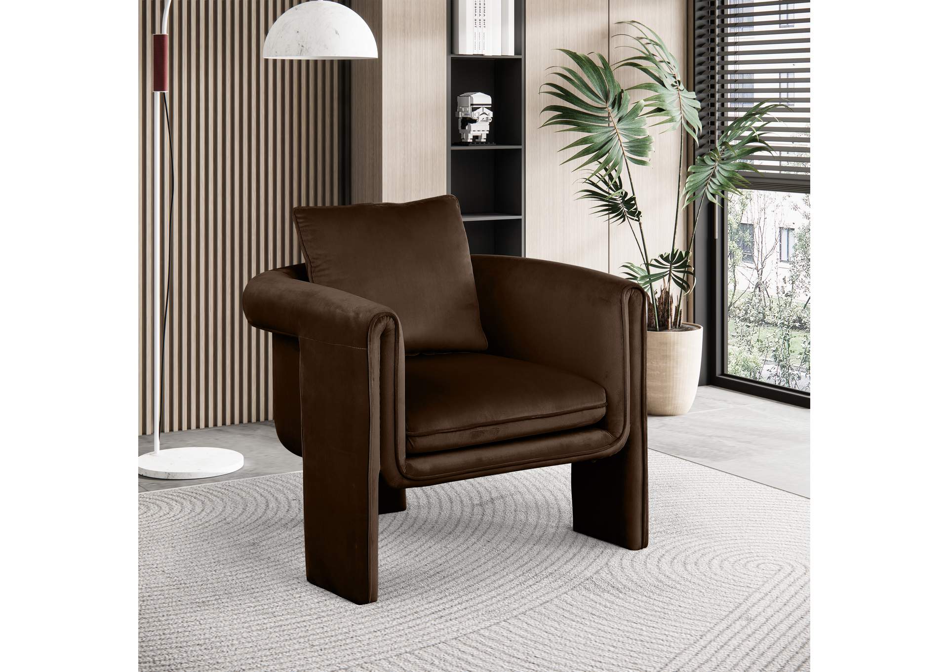 Sloan Brown Velvet Accent Chair,Meridian Furniture