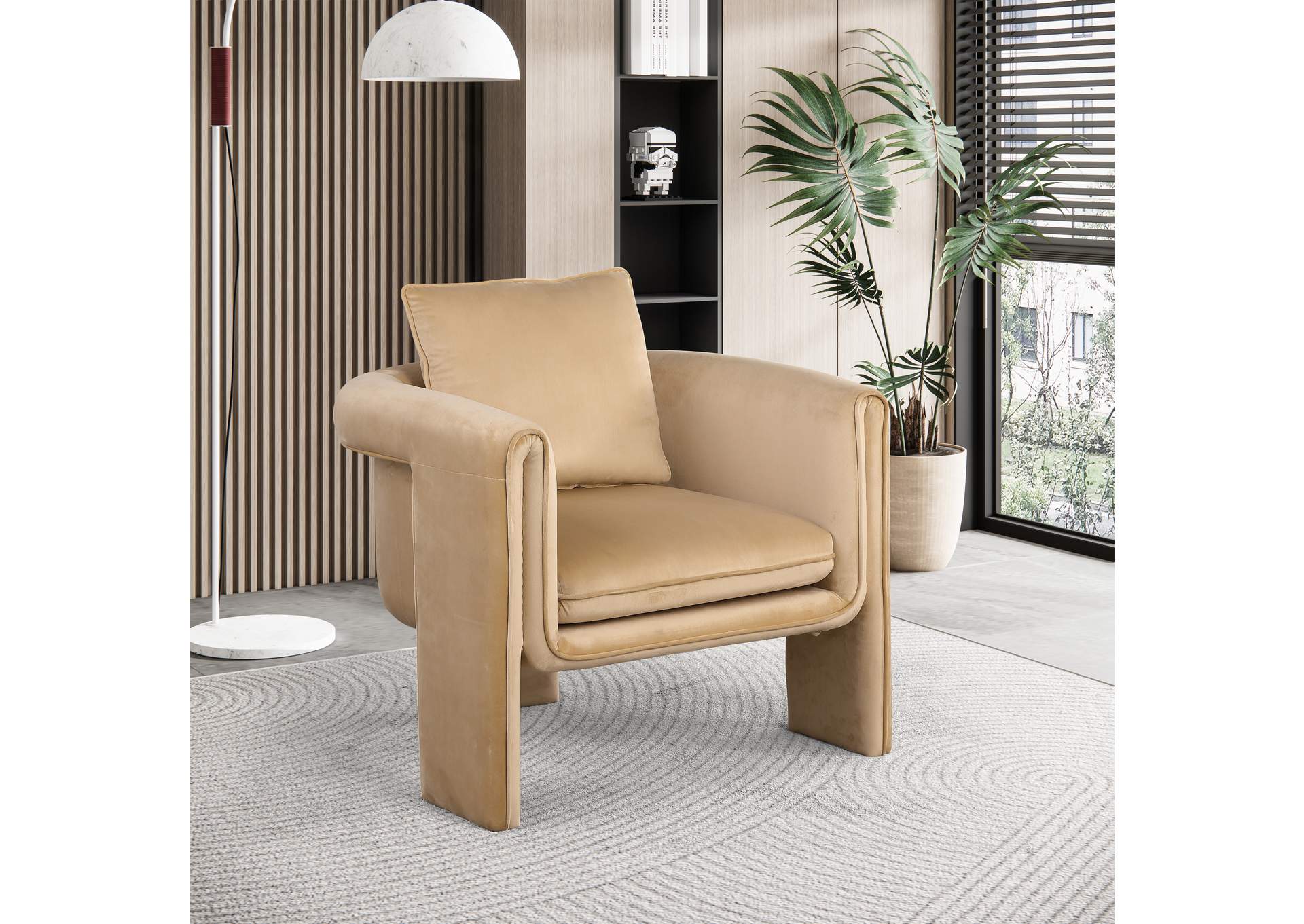 Sloan Camel Velvet Accent Chair,Meridian Furniture
