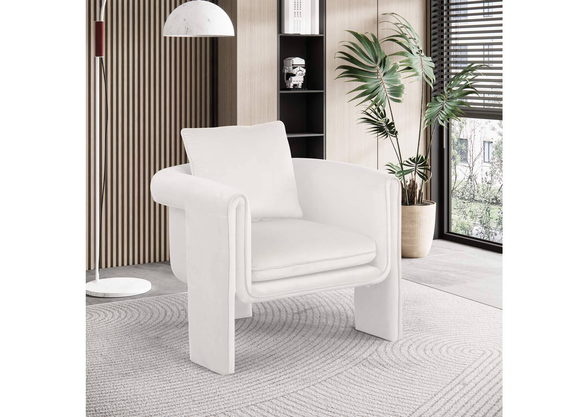 Sloan Cream Velvet Accent Chair,Meridian Furniture