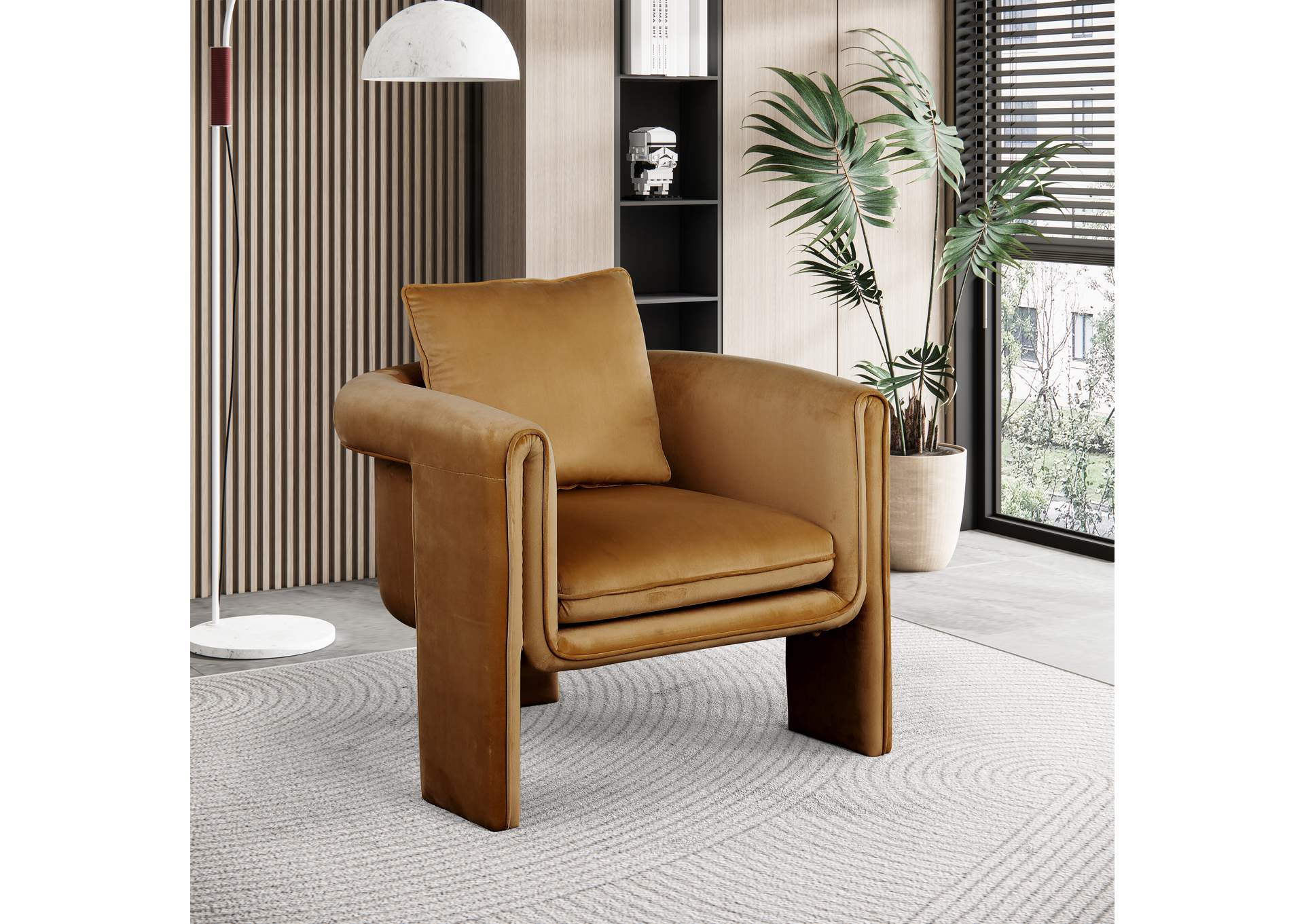 Sloan Saddle Velvet Accent Chair,Meridian Furniture
