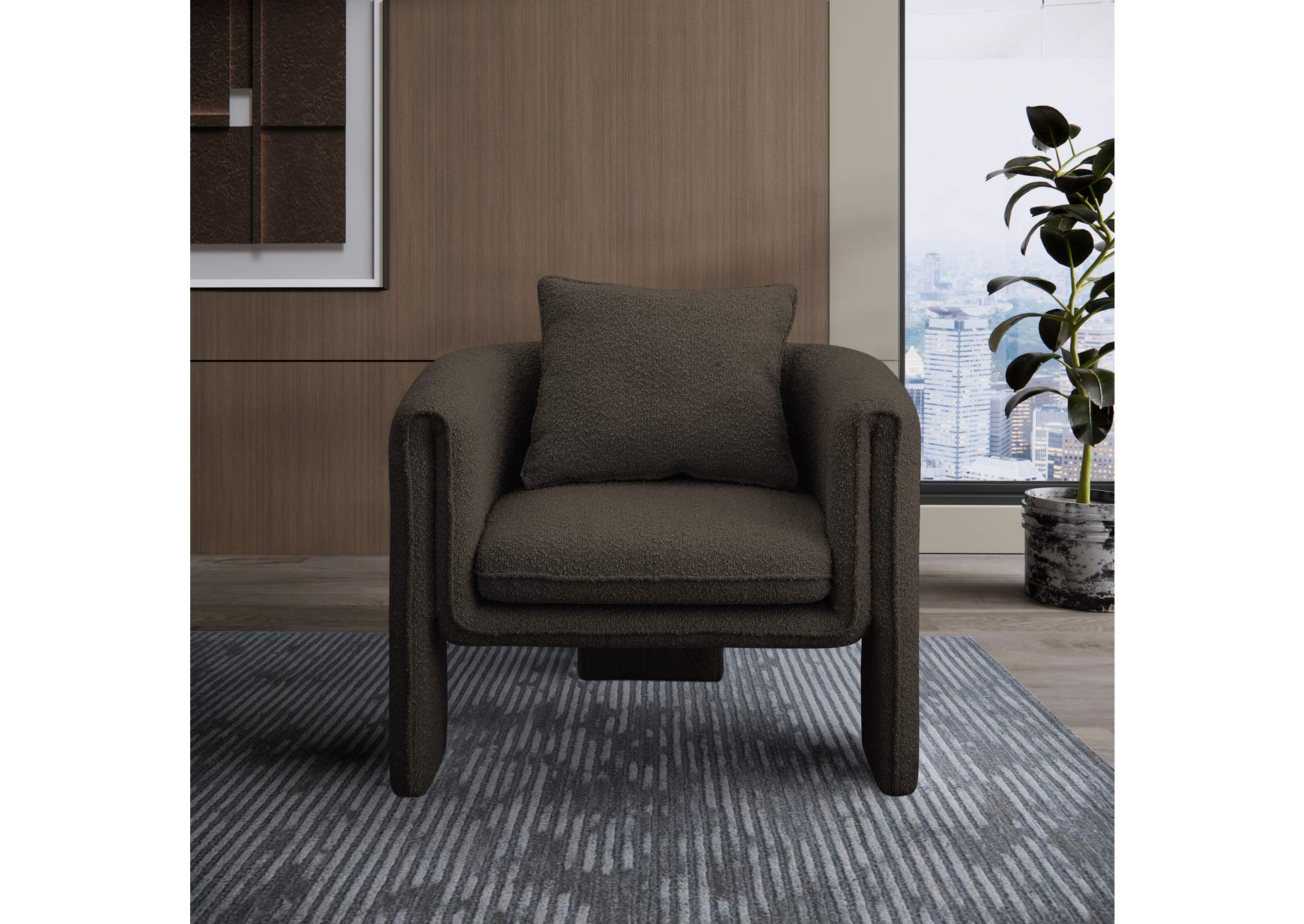 Stylus Brown Boucle Fabric Accent Chair,Meridian Furniture