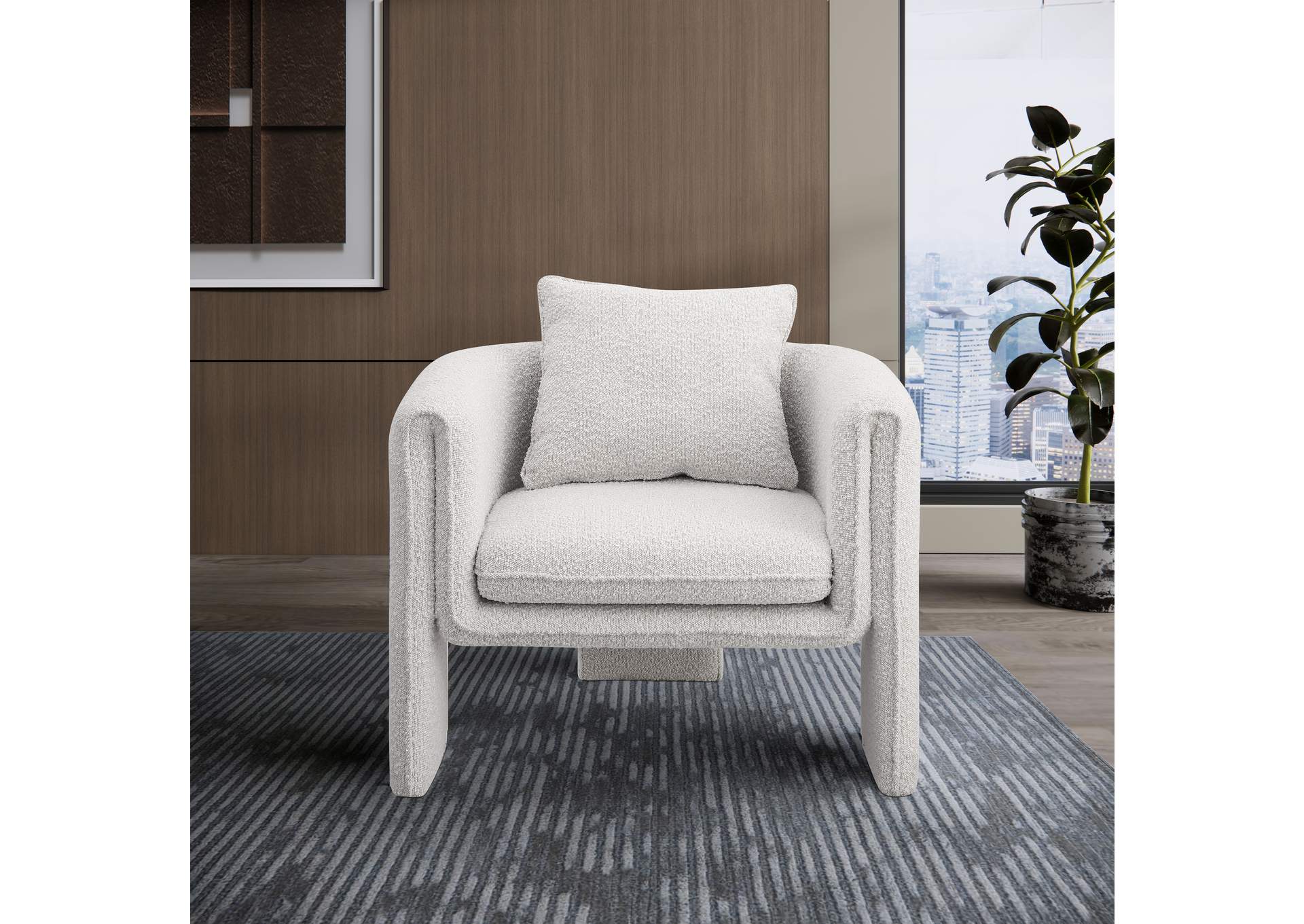 Stylus Cream Boucle Fabric Accent Chair,Meridian Furniture