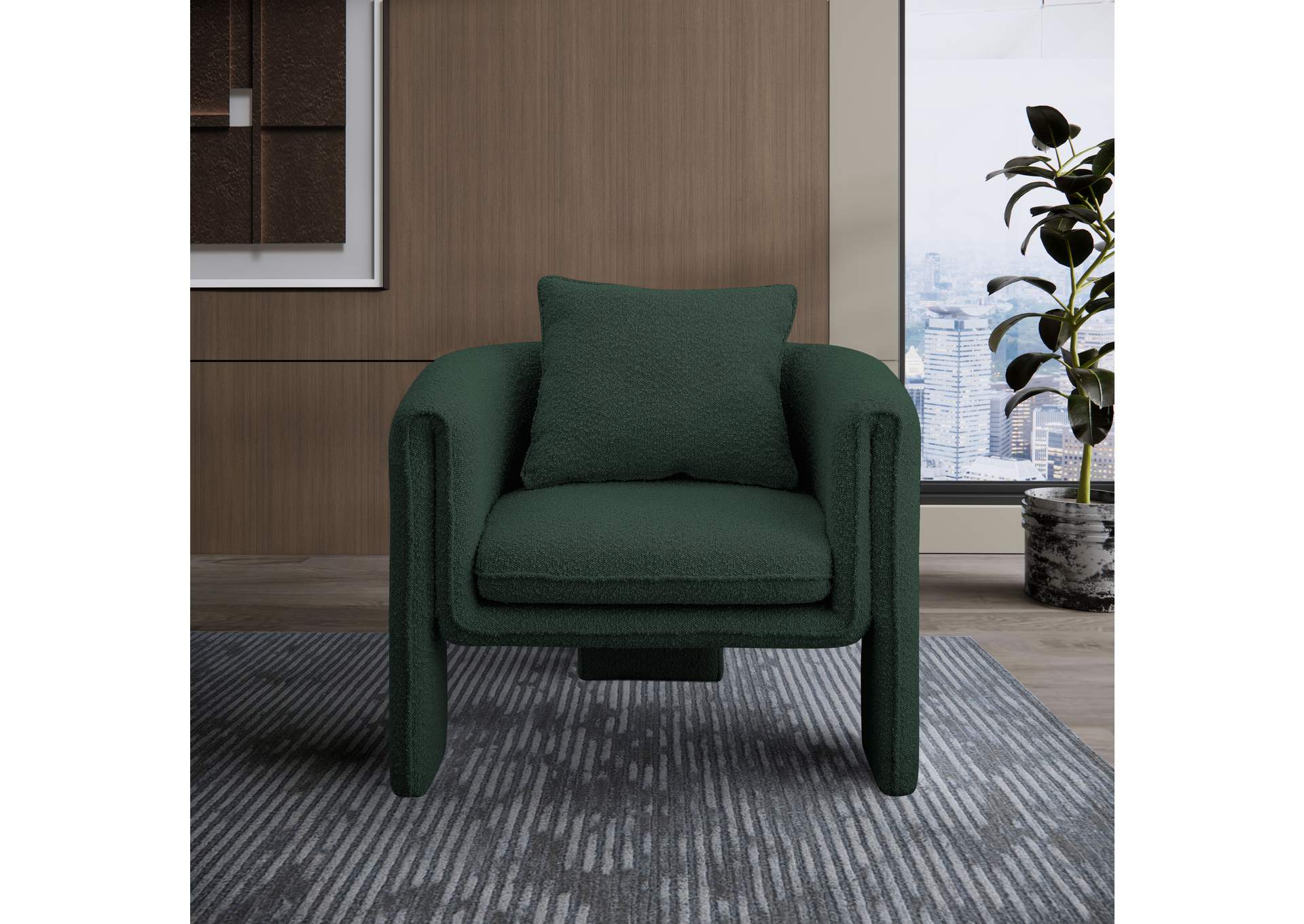 Stylus Green Boucle Fabric Accent Chair,Meridian Furniture