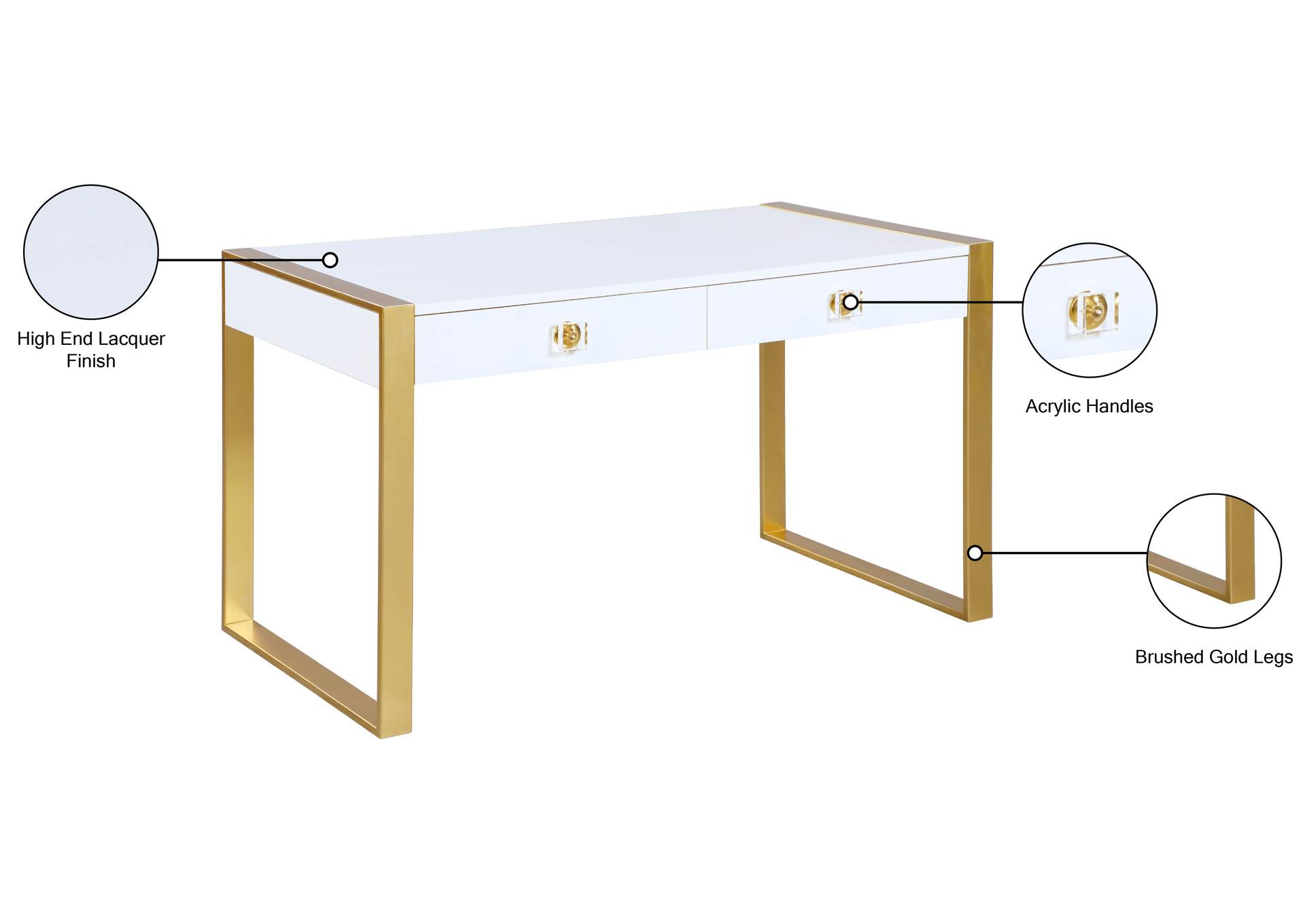 Victoria White / Gold Desk/Console,Meridian Furniture