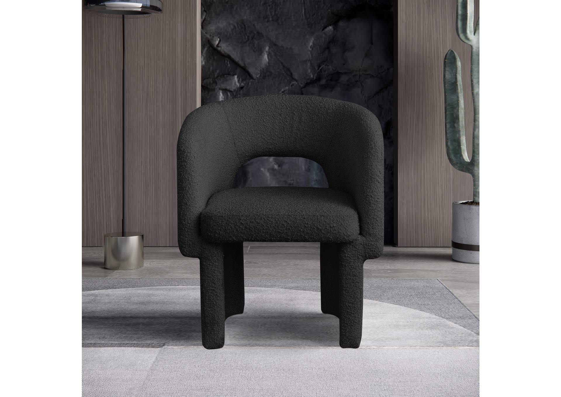 Emmet Black Boucle Fabric Dining Chair - Accent Chair,Meridian Furniture