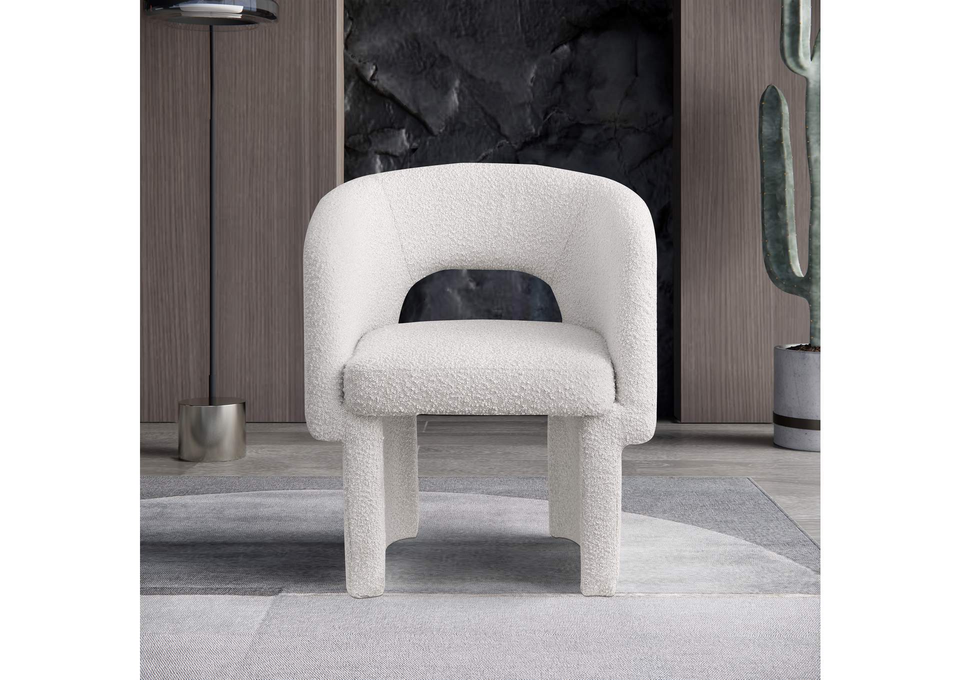 Emmet Cream Boucle Fabric Dining Chair - Accent Chair,Meridian Furniture