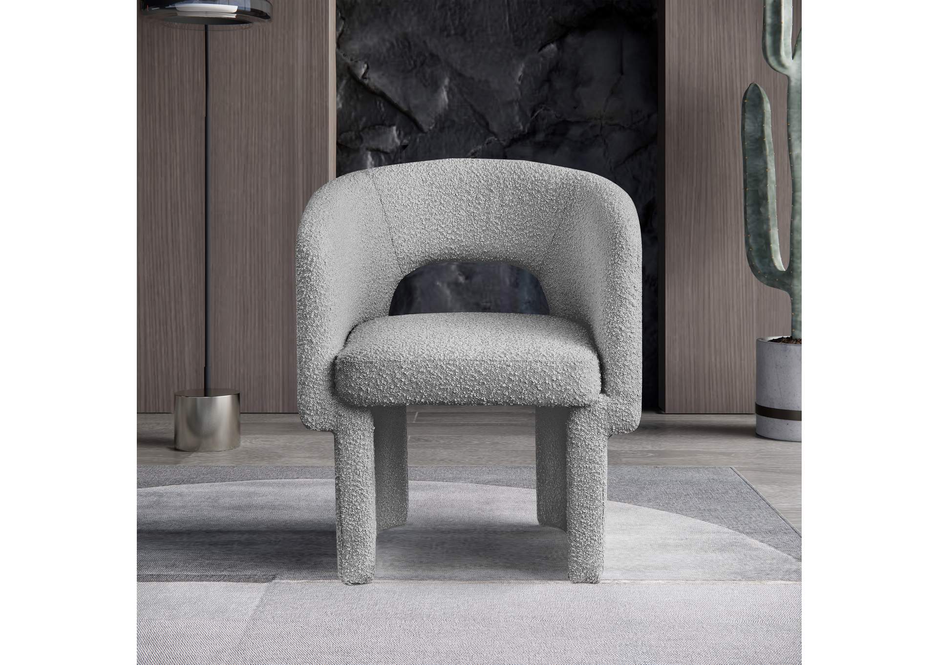 Emmet Grey Boucle Fabric Dining Chair - Accent Chair,Meridian Furniture