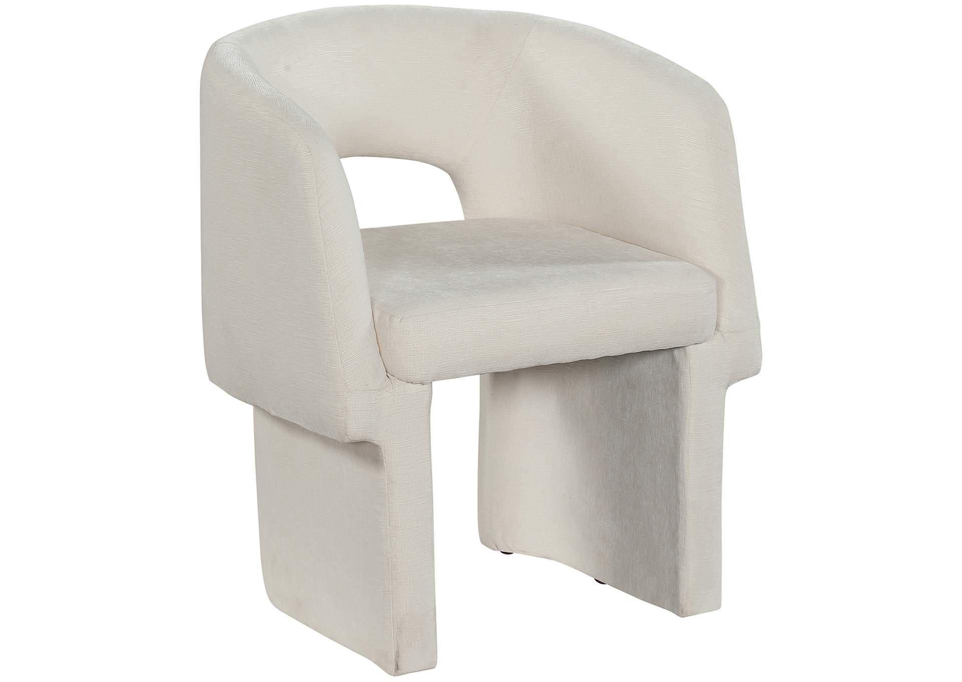 Emmet Cream Chenille Fabric Dining Chair - Accent Chair,Meridian Furniture