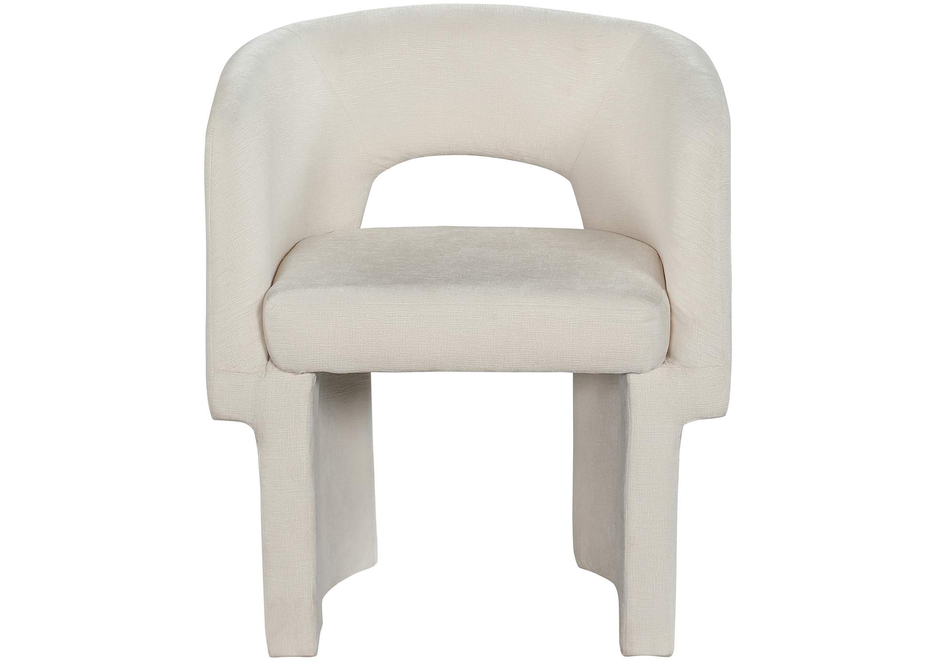 Emmet Cream Chenille Fabric Dining Chair - Accent Chair,Meridian Furniture