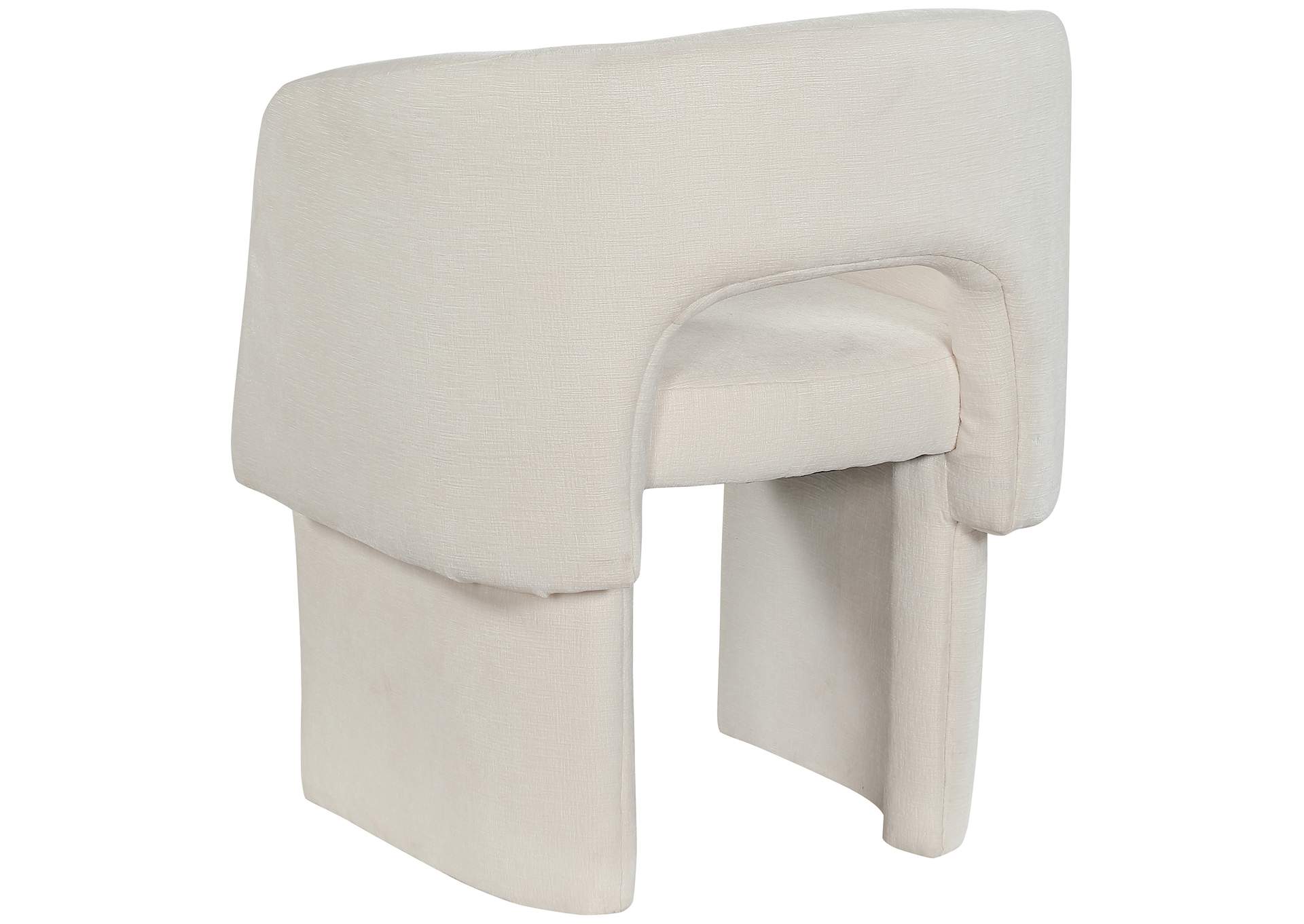 Emmet Cream Chenille Fabric Dining Chair - Accent Chair,Meridian Furniture