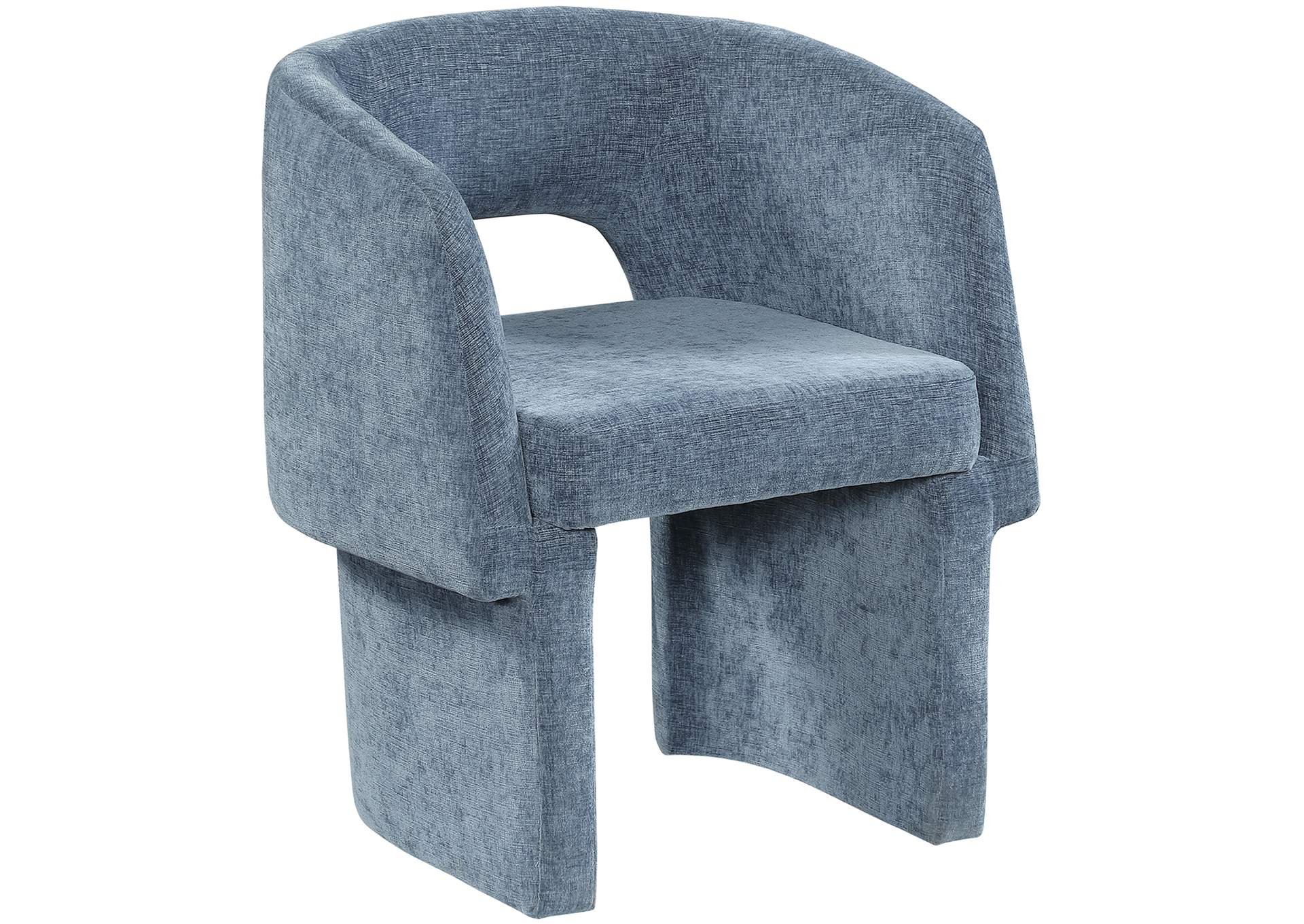 Emmet Light Blue Chenille Fabric Dining Chair - Accent Chair,Meridian Furniture