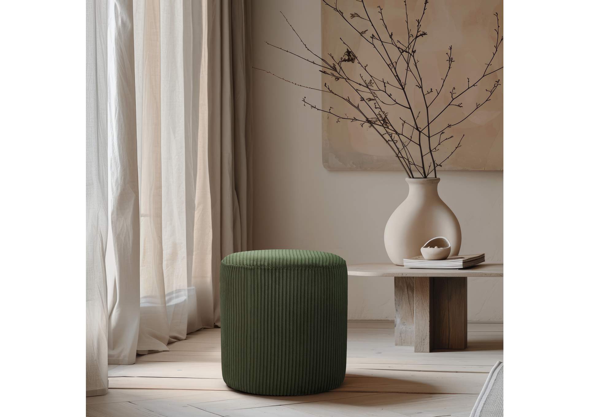 Roy Green Microsuede Fabric Ottoman - Stool,Meridian Furniture