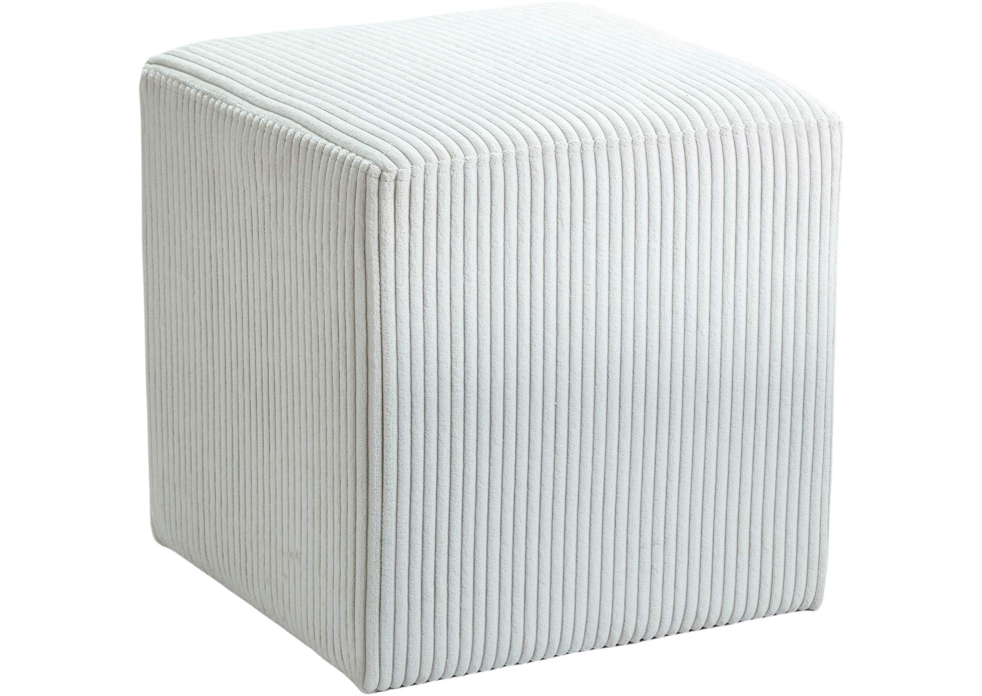 Roy Cream Microsuede Fabric Ottoman - Stool,Meridian Furniture
