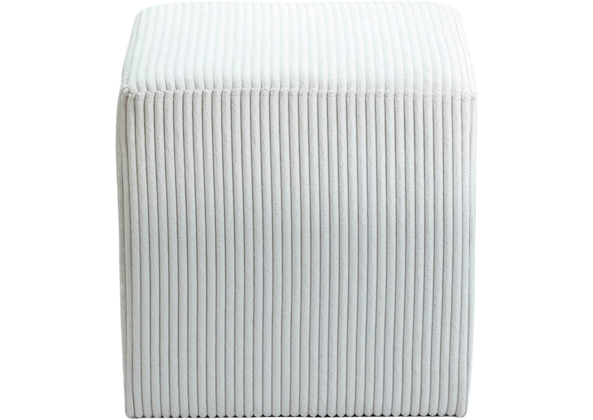 Roy Cream Microsuede Fabric Ottoman - Stool,Meridian Furniture