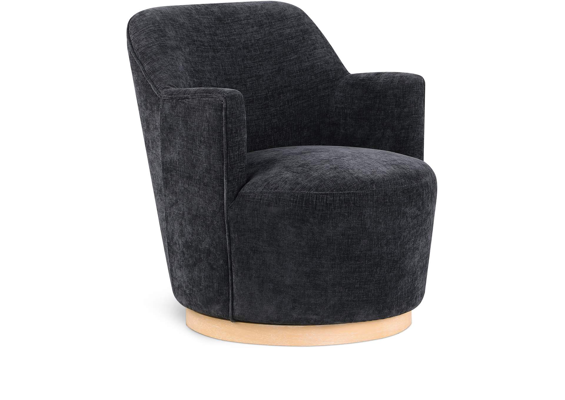 Clarita Black Chenille Fabric Swivel Accent Chair,Meridian Furniture