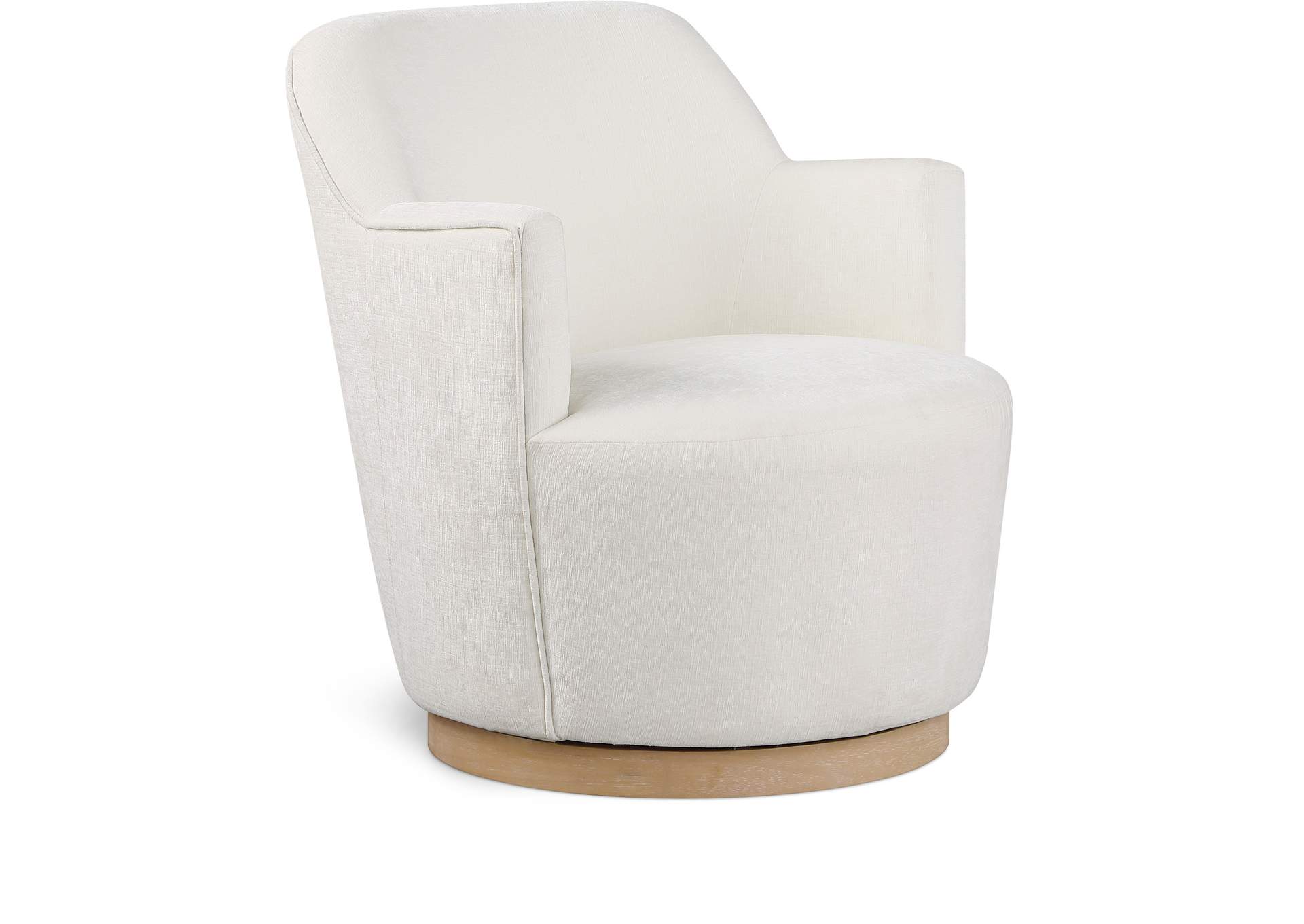 Clarita Cream Chenille Fabric Swivel Accent Chair,Meridian Furniture