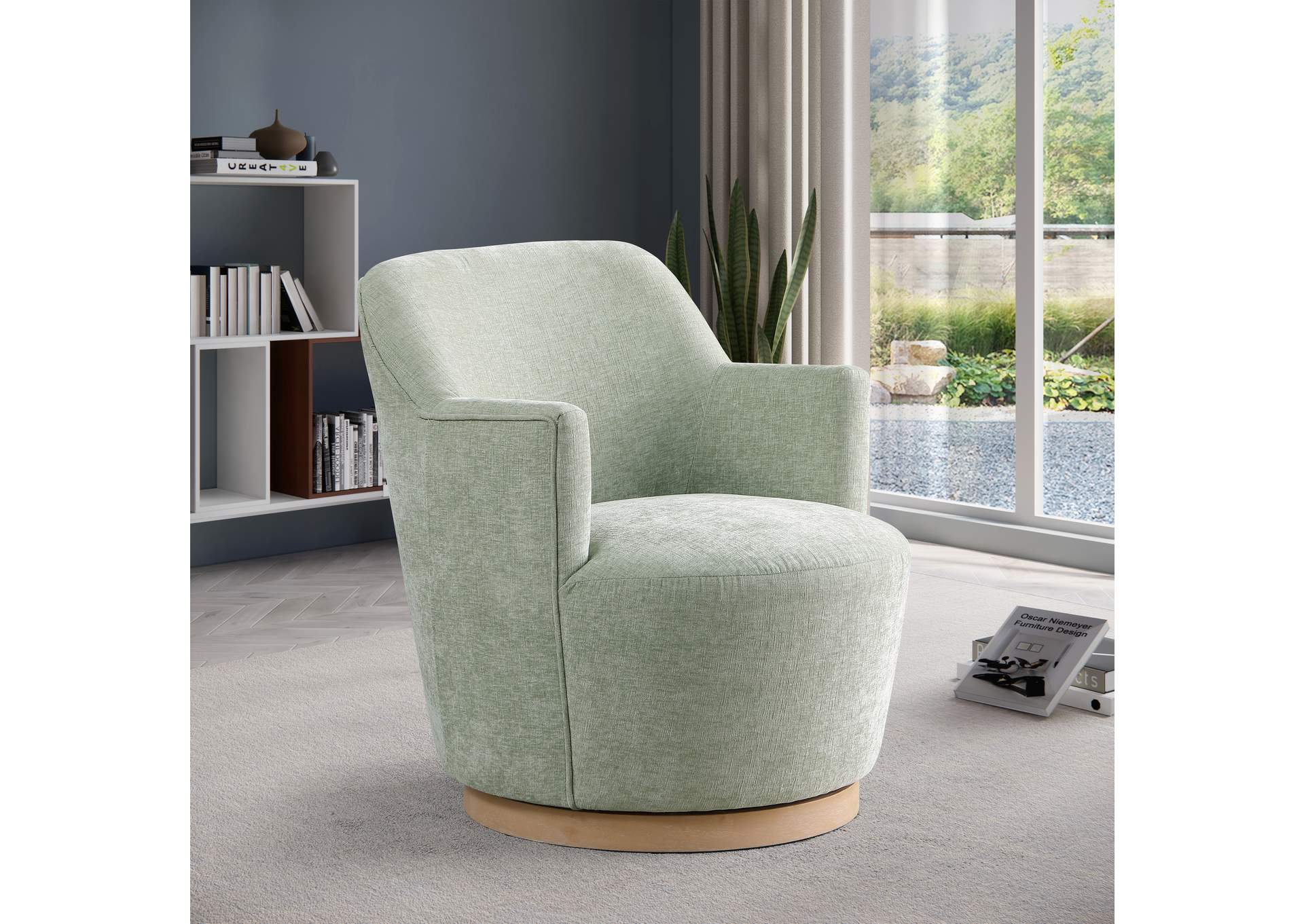 Clarita Mint Chenille Fabric Swivel Accent Chair,Meridian Furniture