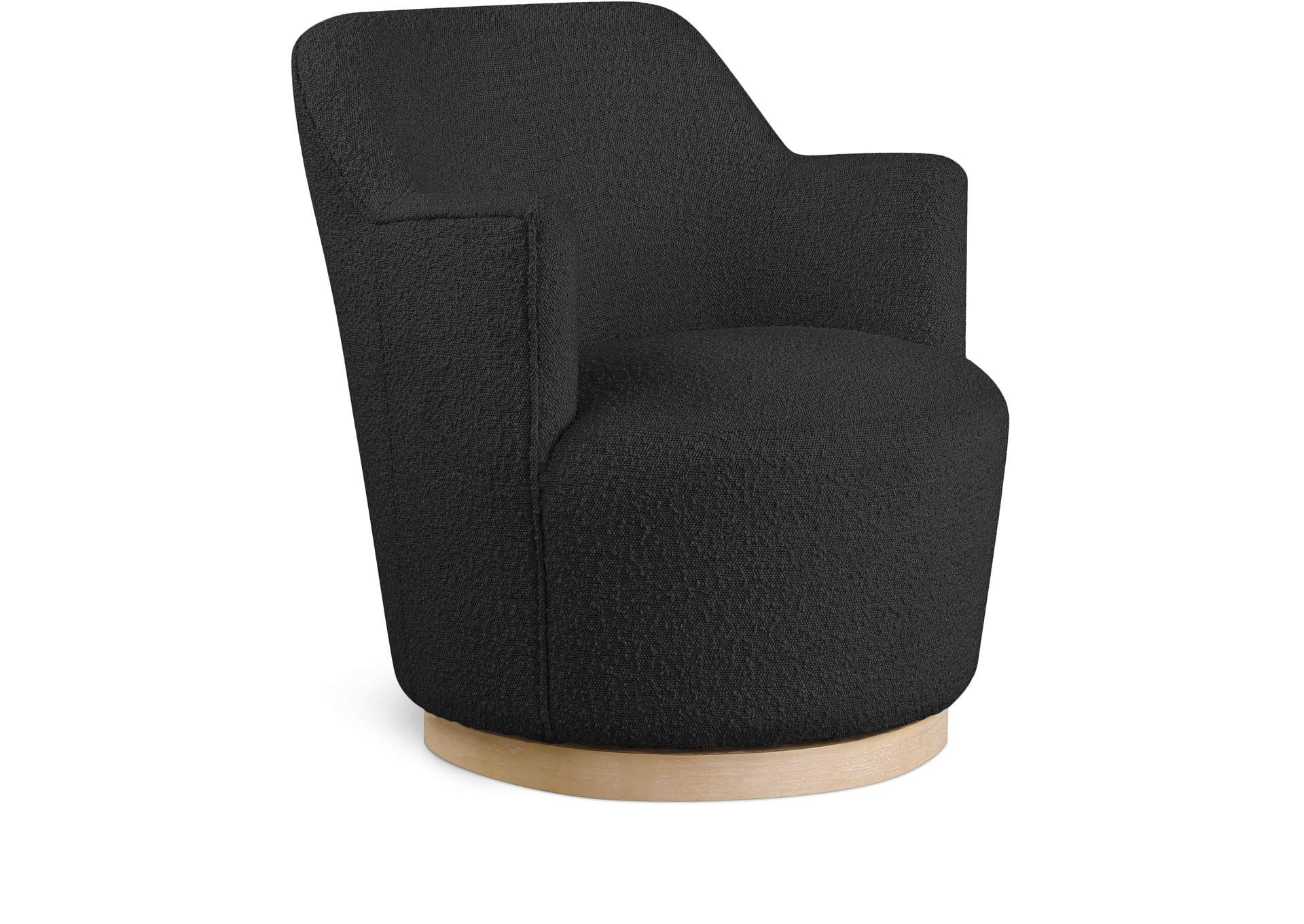 Clarita Black Boucle Fabric Swivel Accent Chair,Meridian Furniture