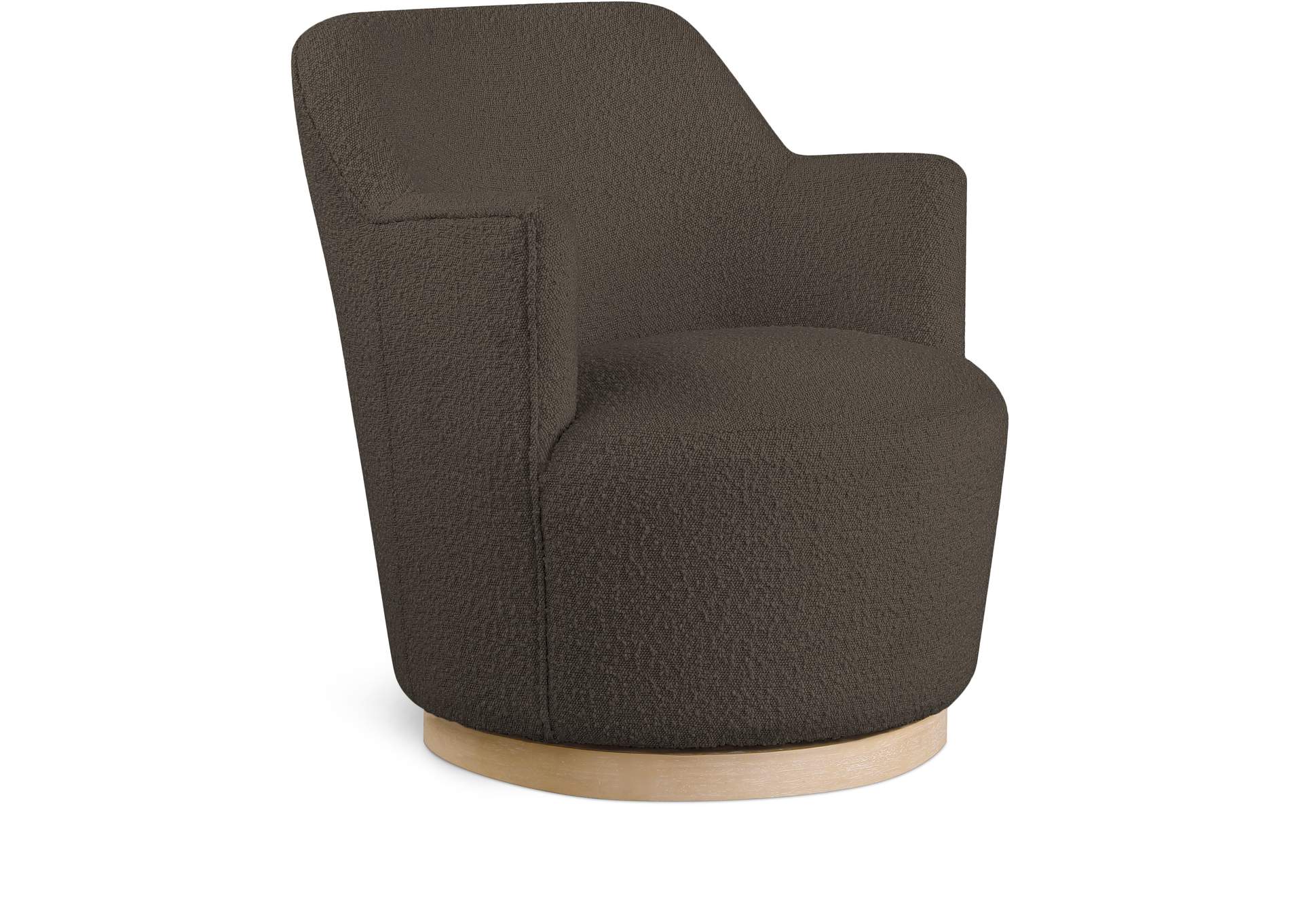 Clarita Brown Boucle Fabric Swivel Accent Chair,Meridian Furniture