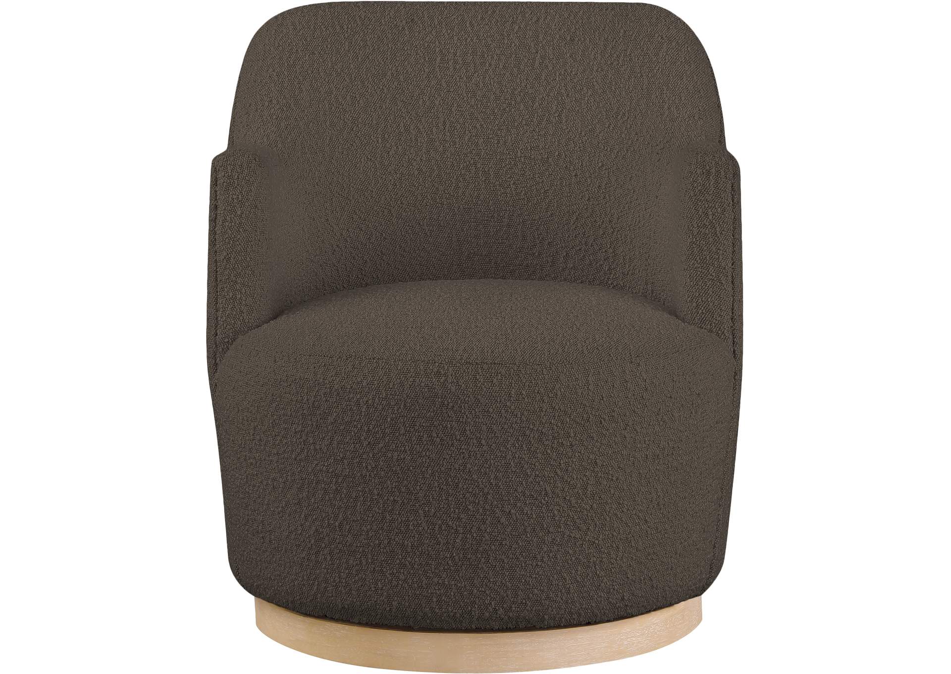 Clarita Brown Boucle Fabric Swivel Accent Chair,Meridian Furniture