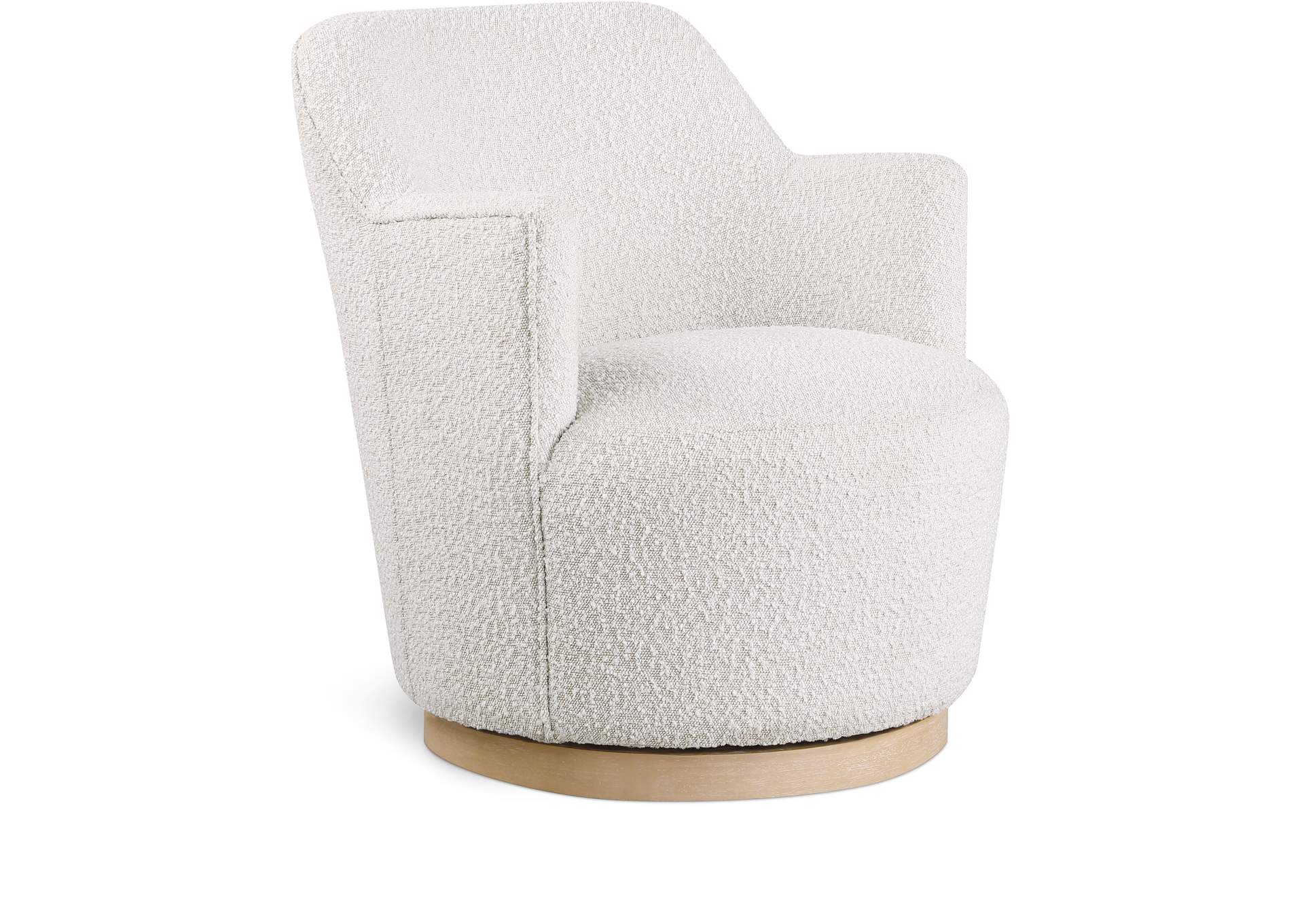 Clarita Cream Boucle Fabric Swivel Accent Chair,Meridian Furniture