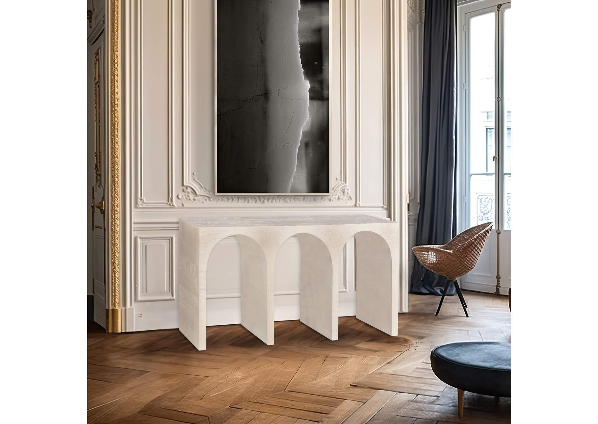 June Cream Oak Console Table,Meridian Furniture