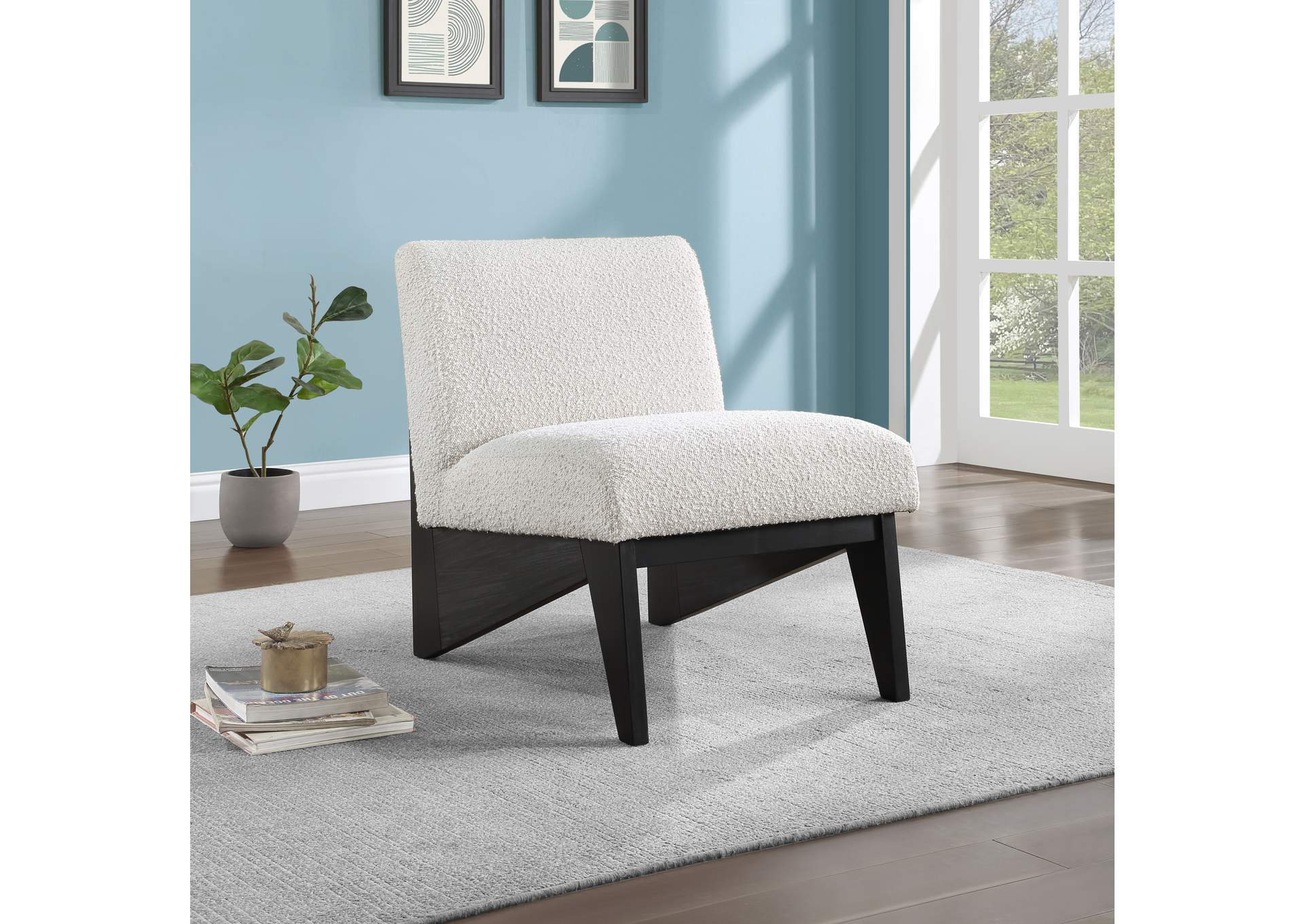 Chapman Cream Boucle Fabric Accent Chair,Meridian Furniture