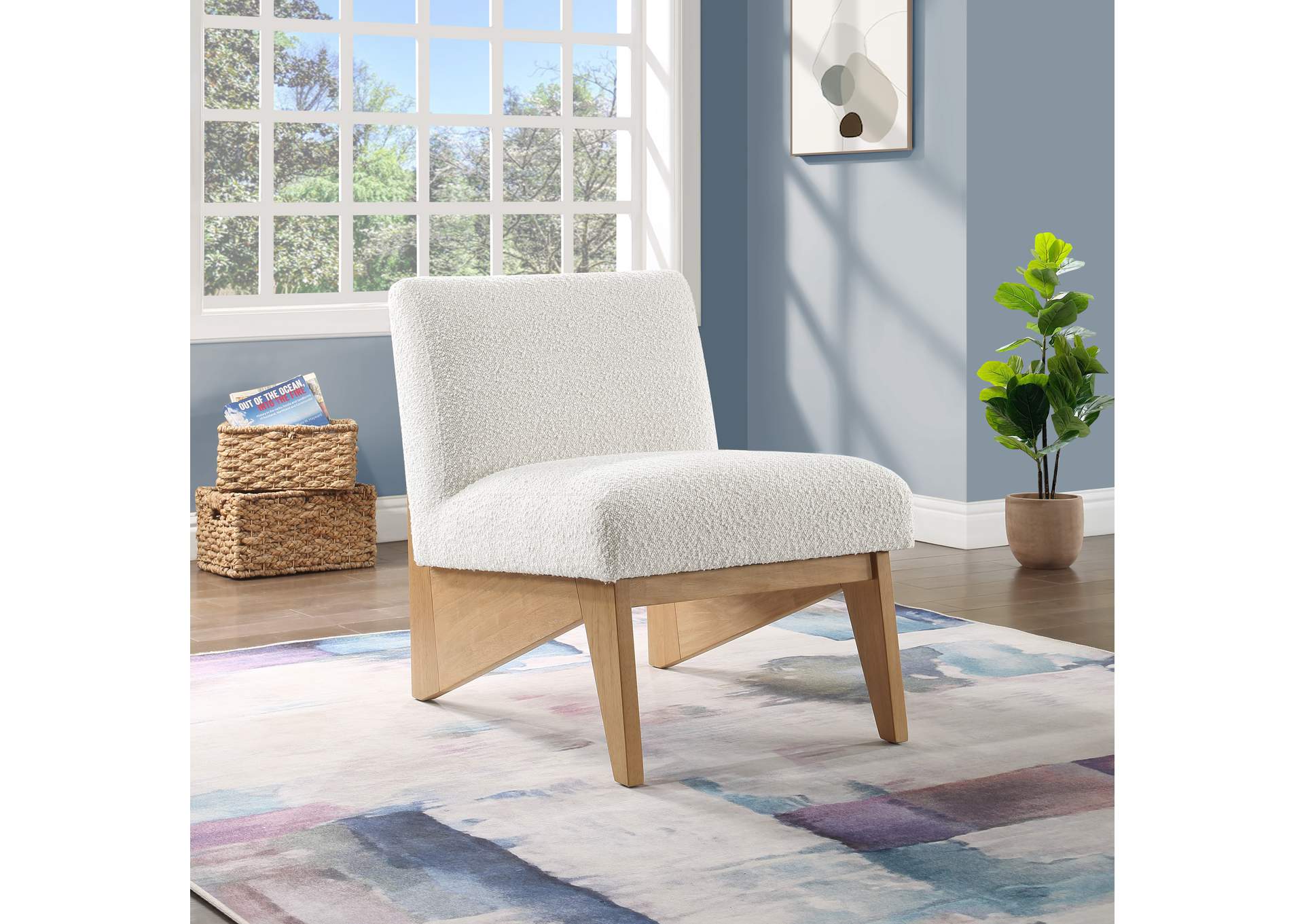 Chapman Cream Boucle Fabric Accent Chair,Meridian Furniture