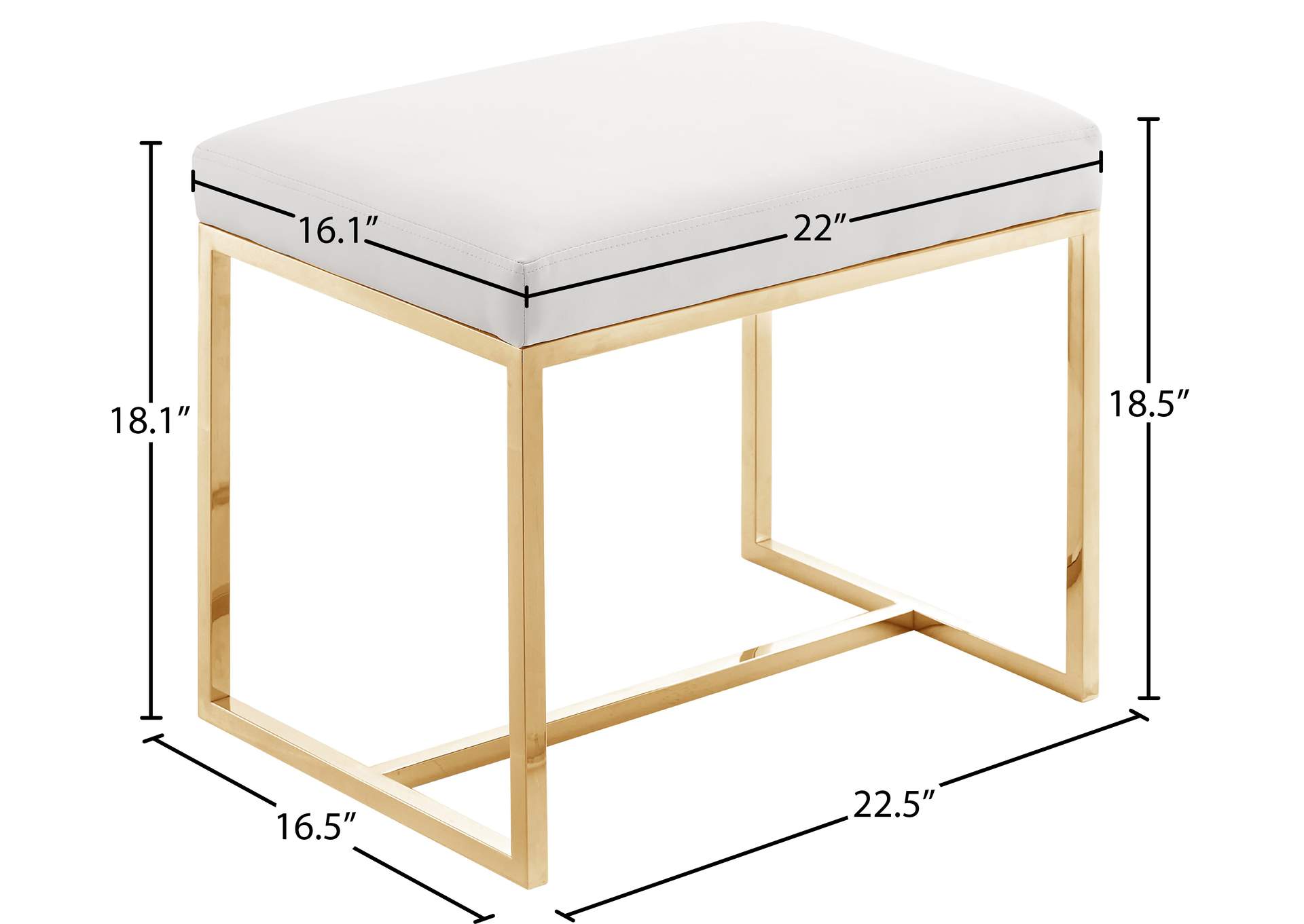 Monroe Gold Ottoman - Stool,Meridian Furniture