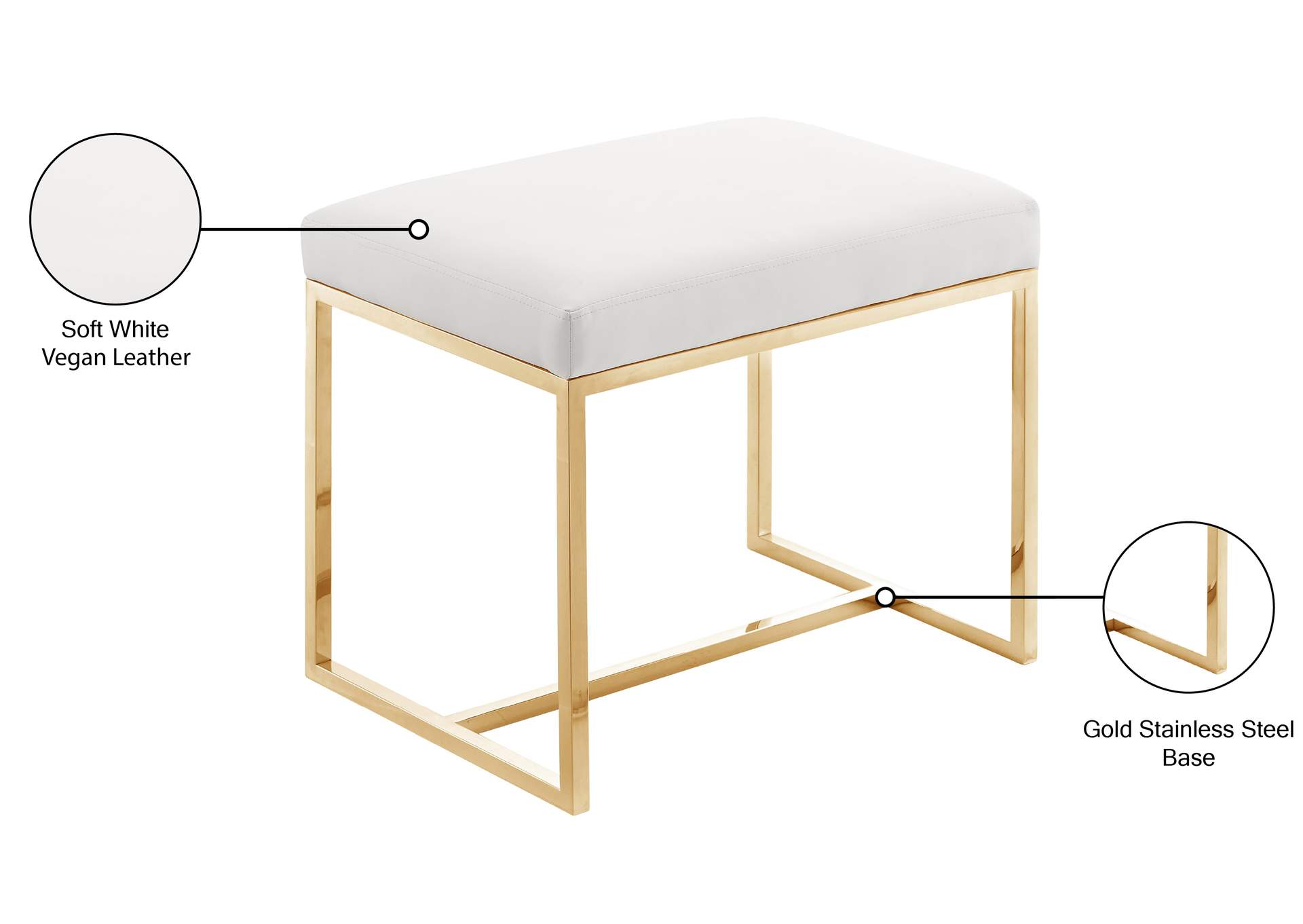 Monroe Gold Ottoman - Stool,Meridian Furniture