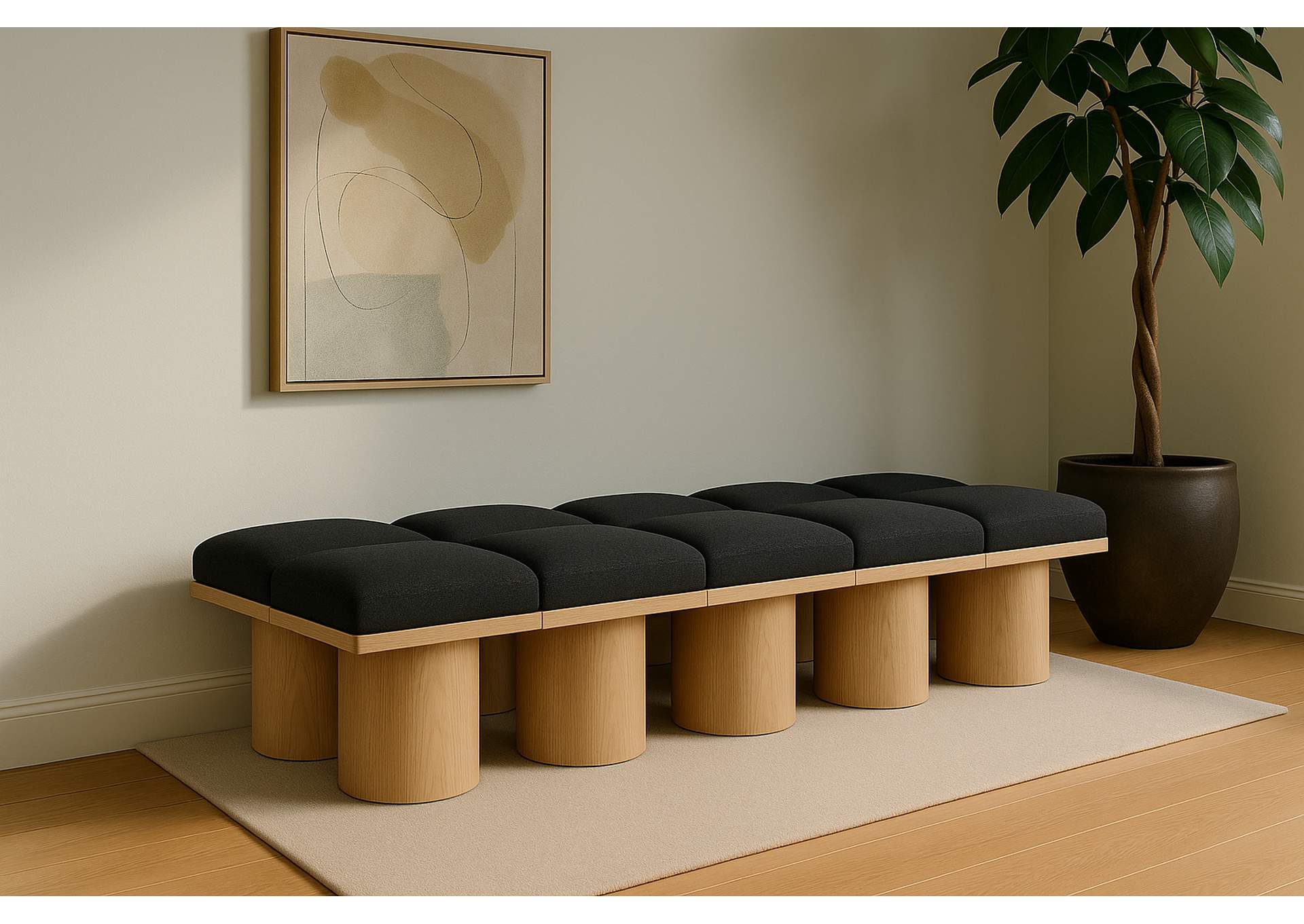 Pavilion Black Boucle Fabric Bench,Meridian Furniture