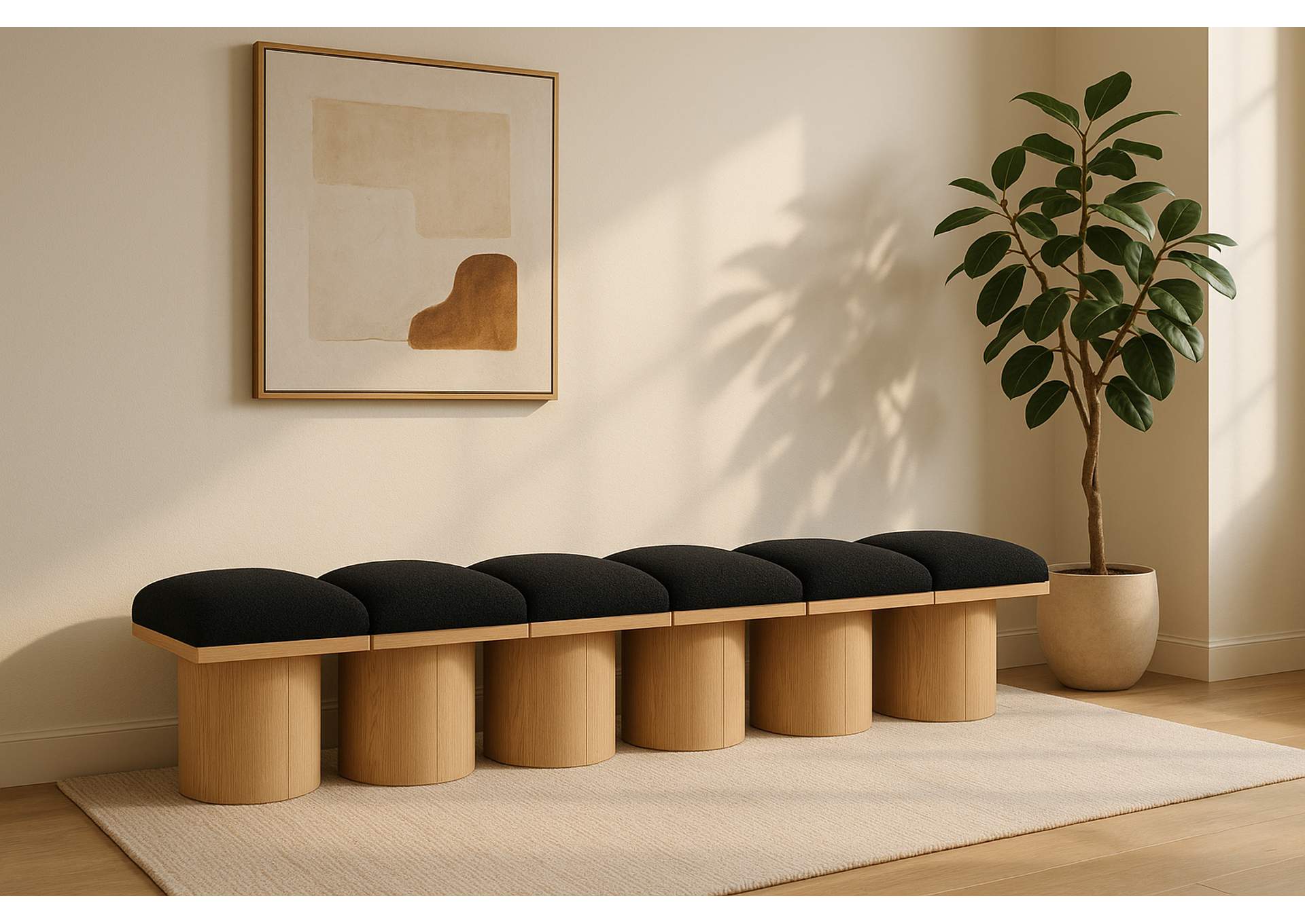 Pavilion Black Boucle Fabric Bench,Meridian Furniture