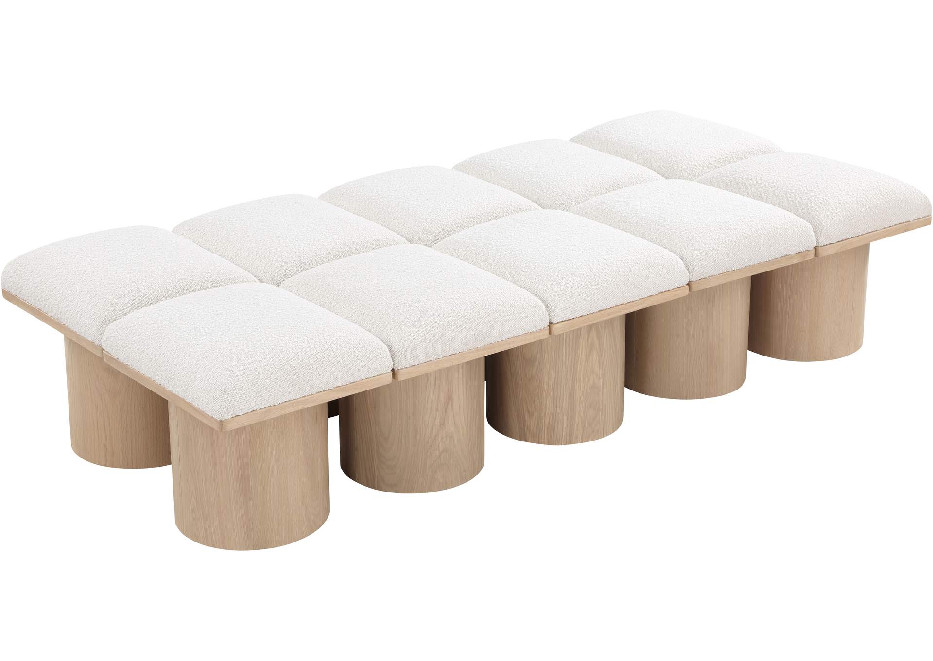 Pavilion Cream Boucle Fabric Bench,Meridian Furniture