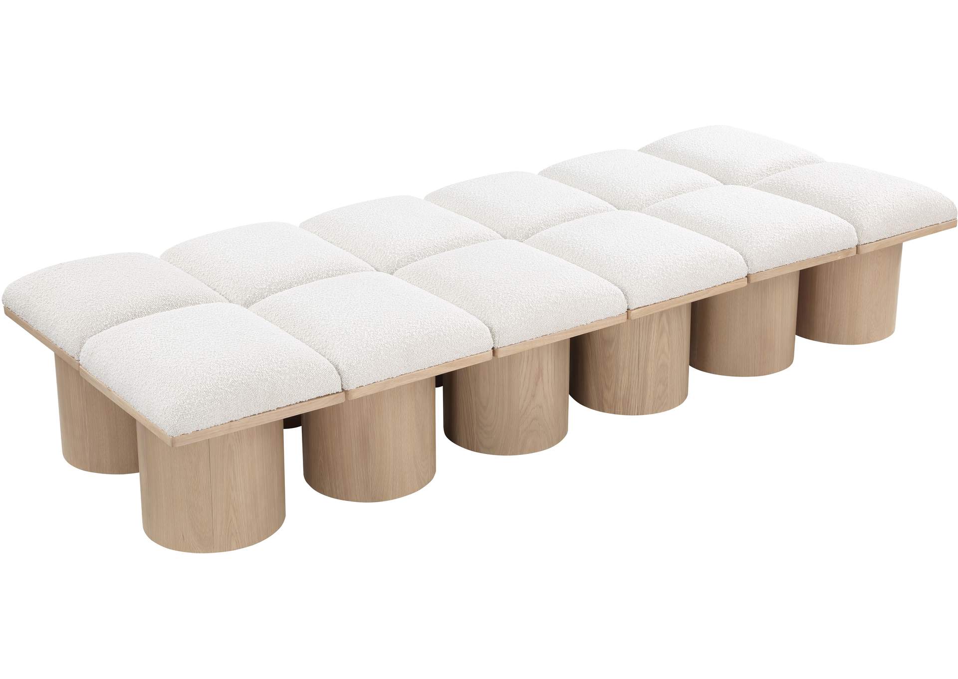 Pavilion Cream Boucle Fabric Bench,Meridian Furniture