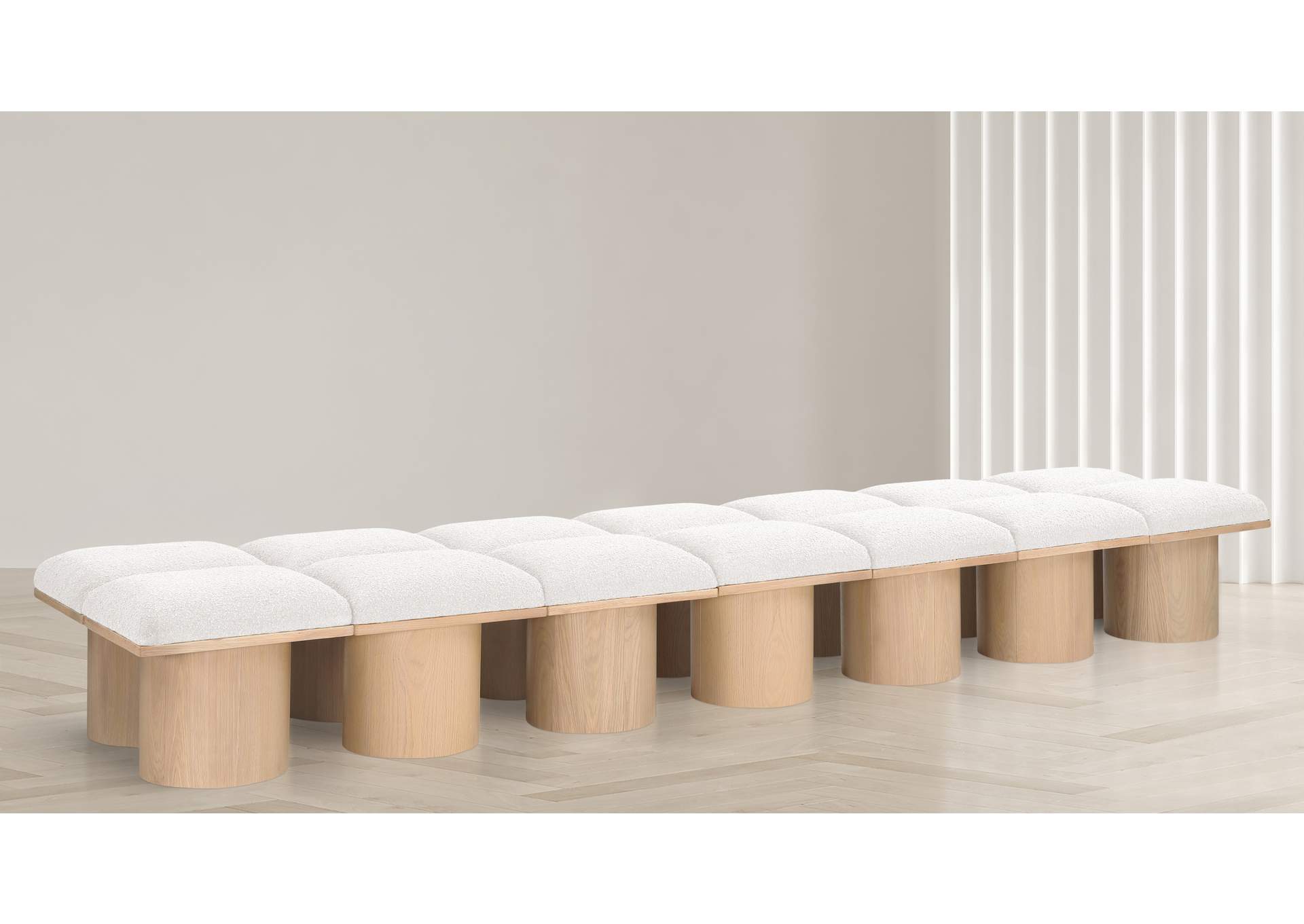 Pavilion Cream Boucle Fabric Bench,Meridian Furniture