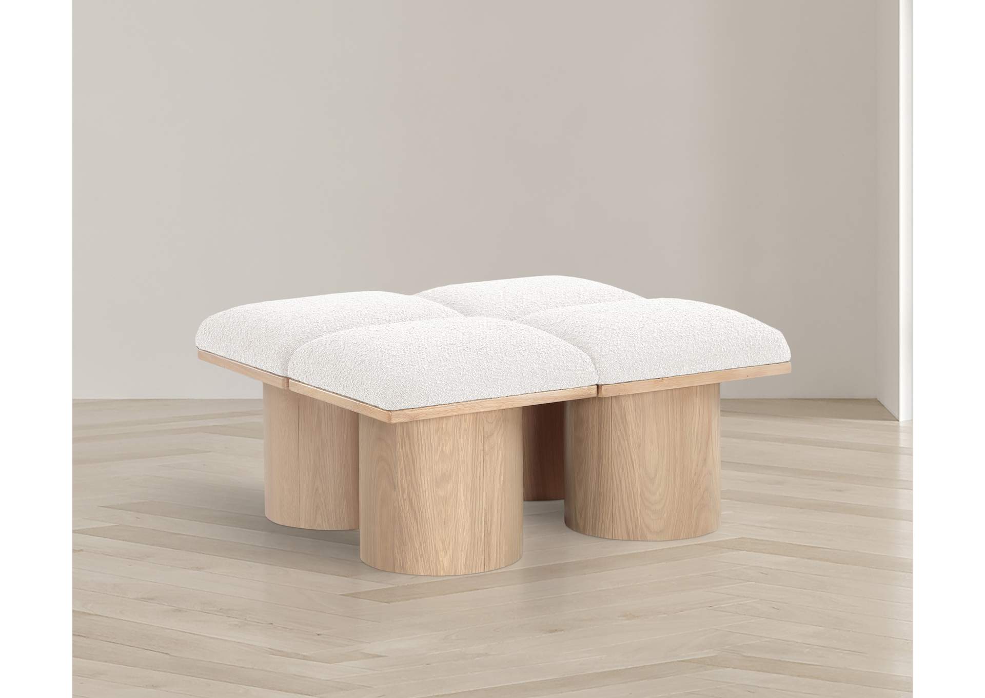 Pavilion Cream Boucle Fabric Bench,Meridian Furniture