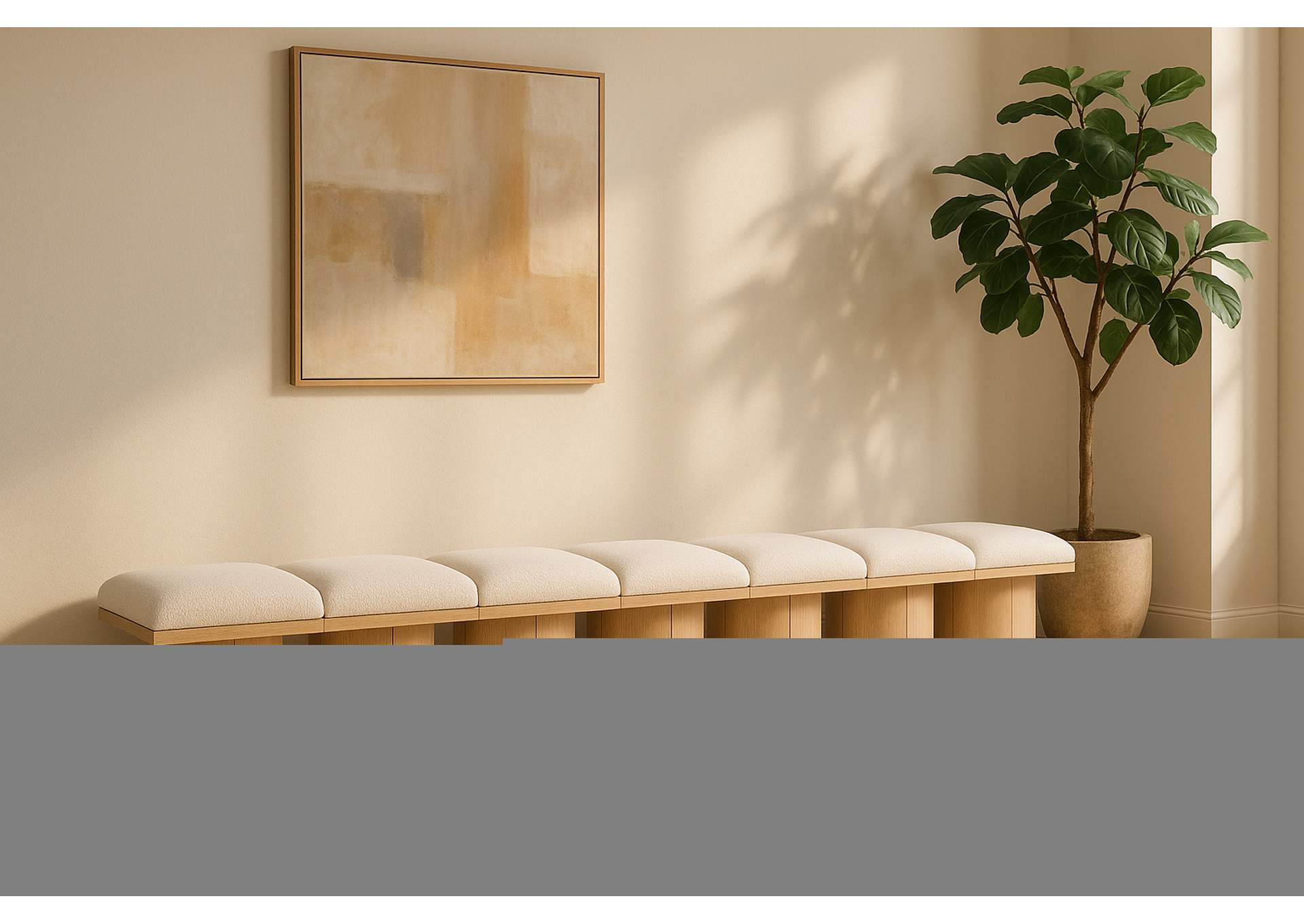 Pavilion Cream Boucle Fabric Bench,Meridian Furniture