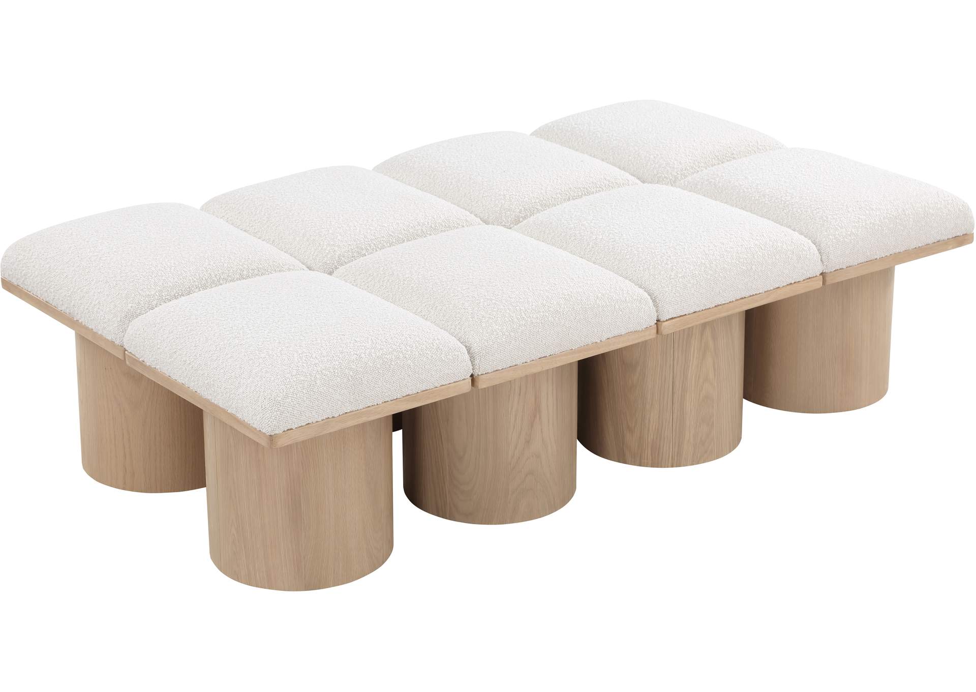 Pavilion Cream Boucle Fabric Bench,Meridian Furniture