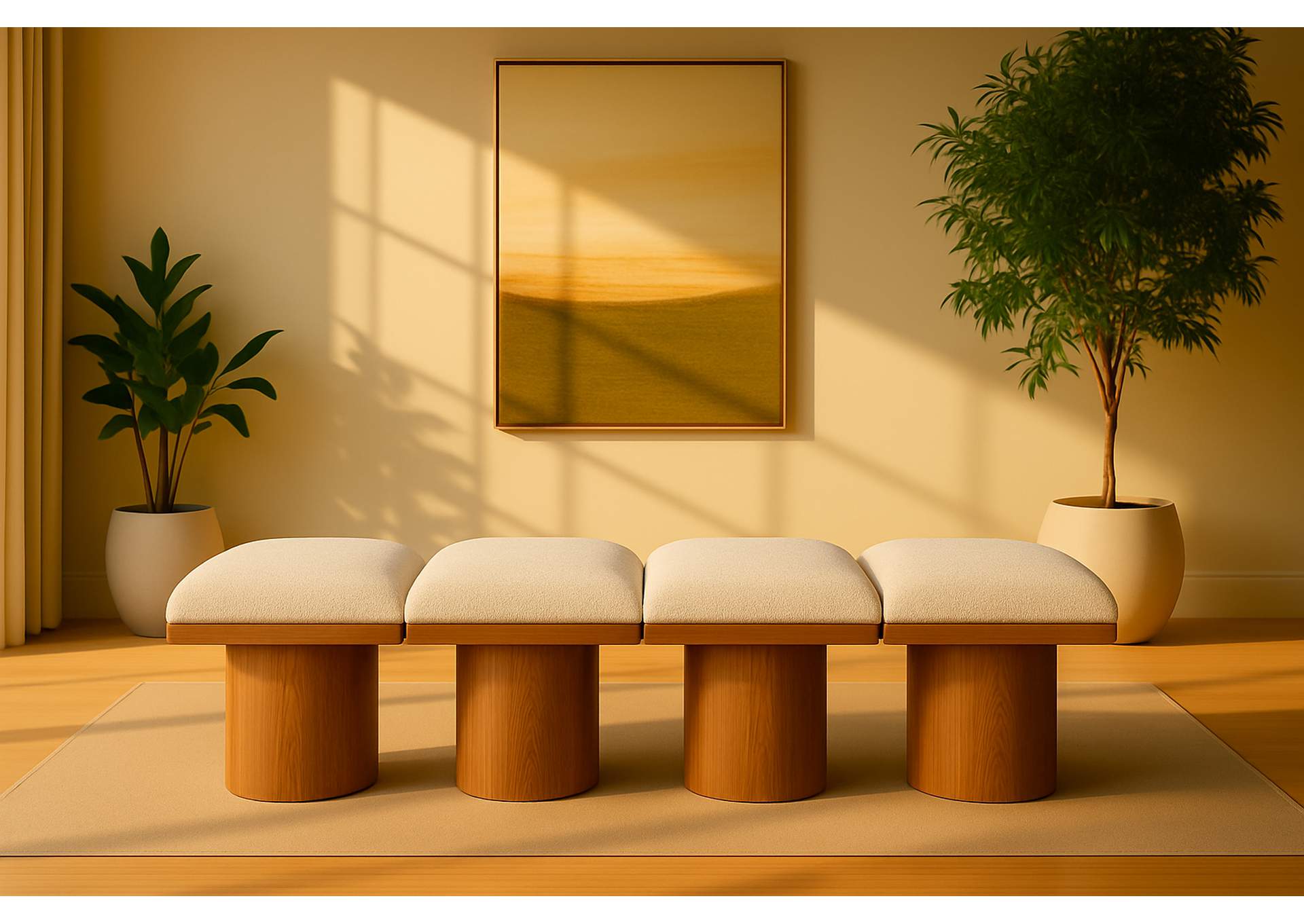 Pavilion Cream Boucle Fabric Bench,Meridian Furniture