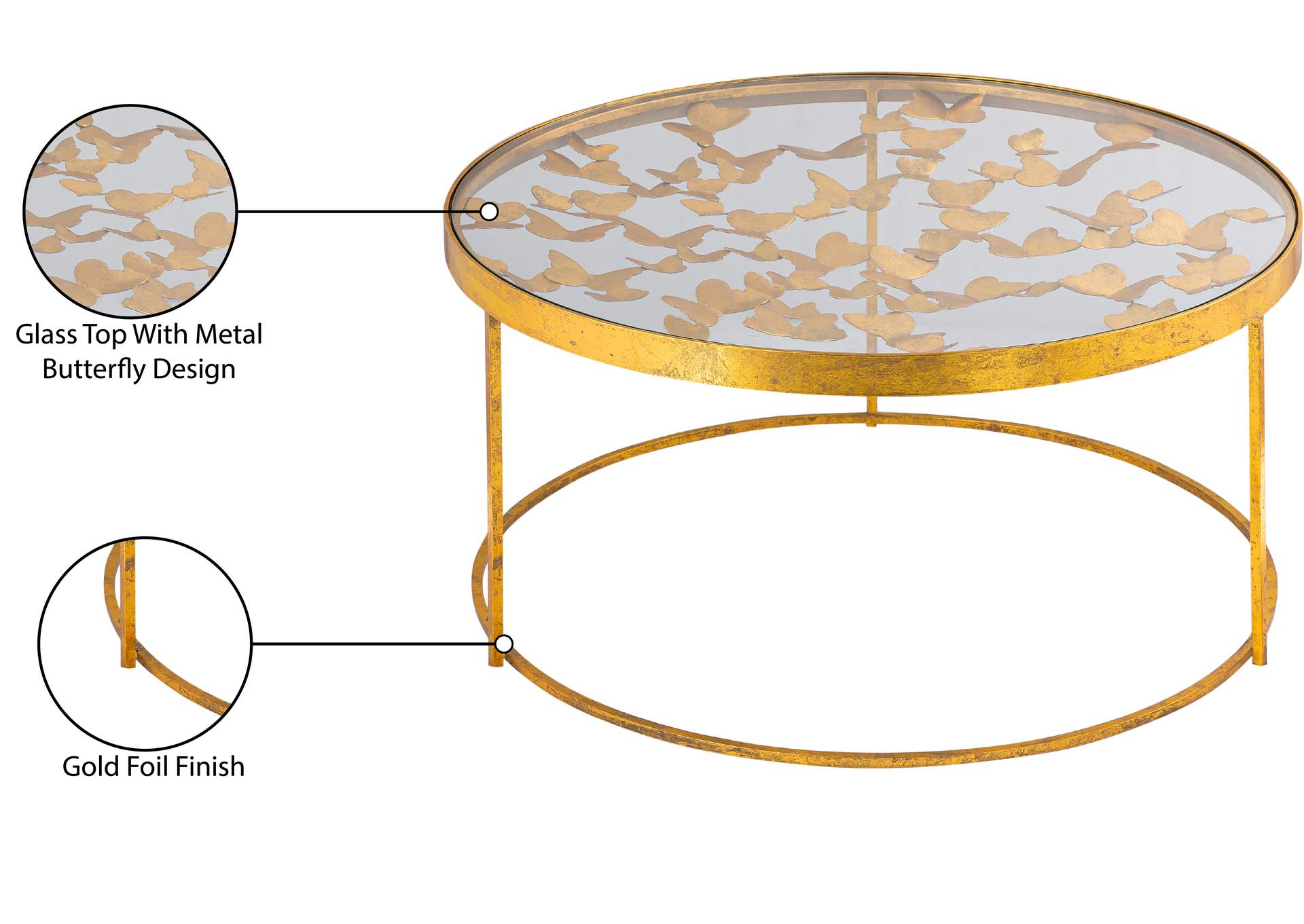 Butterfly Gold Coffee Table,Meridian Furniture