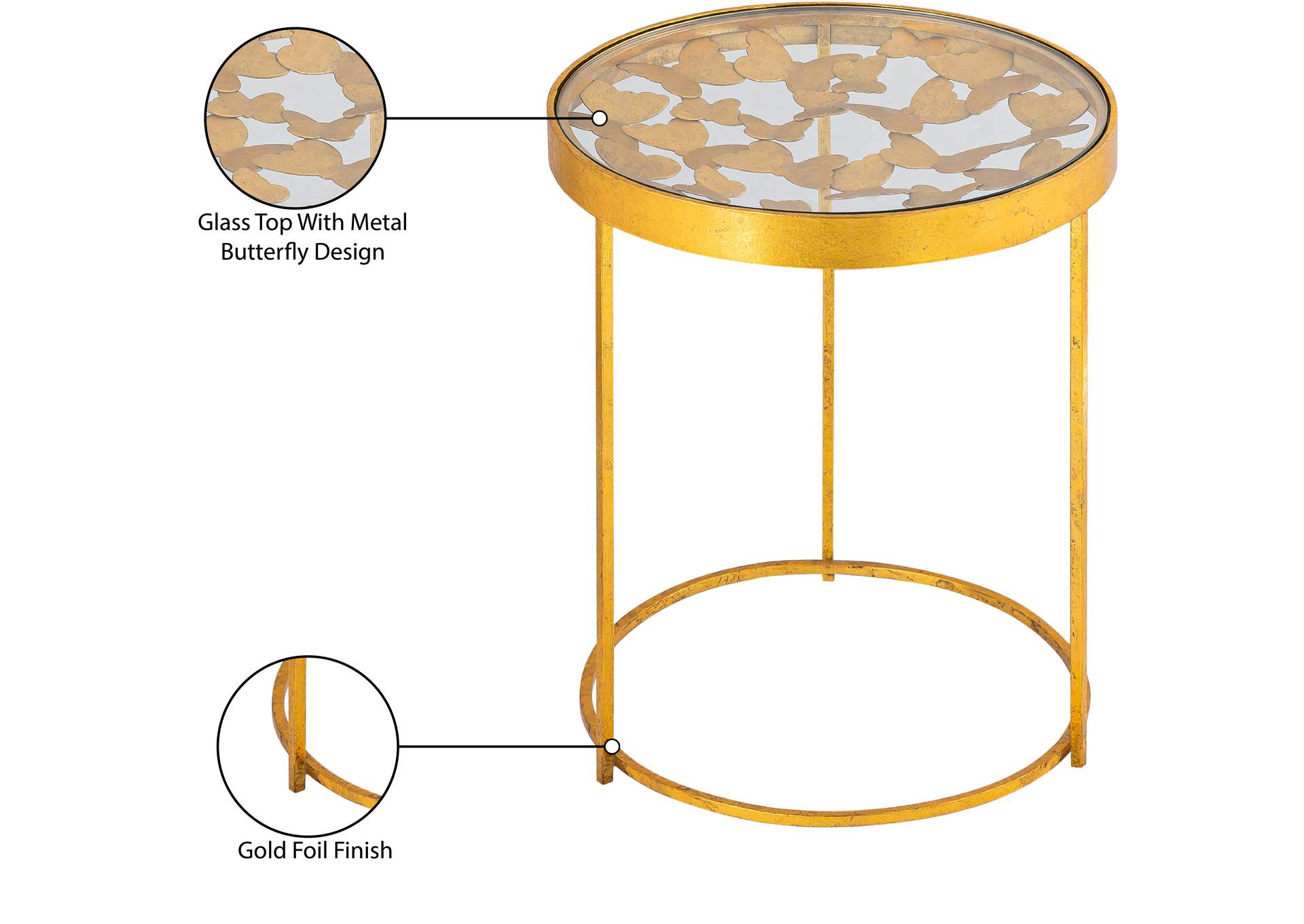 Butterfly Gold End Table,Meridian Furniture