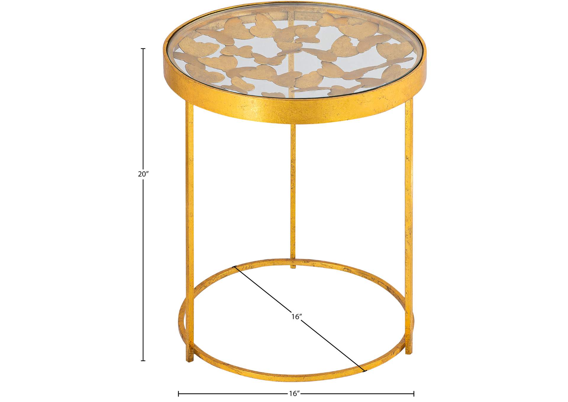 Butterfly Gold End Table,Meridian Furniture