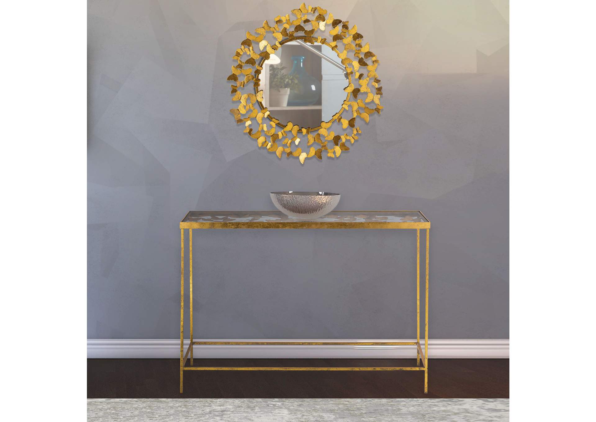 Butterfly Gold Console Table,Meridian Furniture