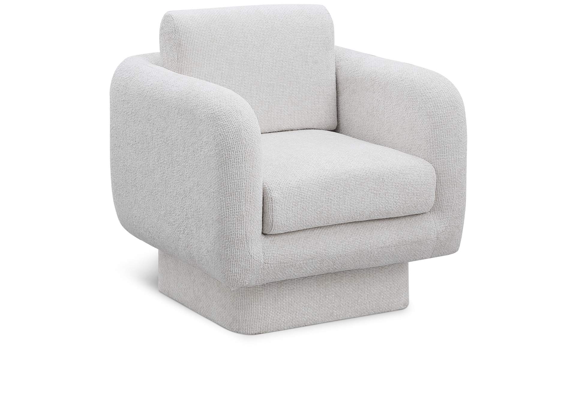 Alessandra Cream Chenille Fabric Swivel Accent Chair,Meridian Furniture