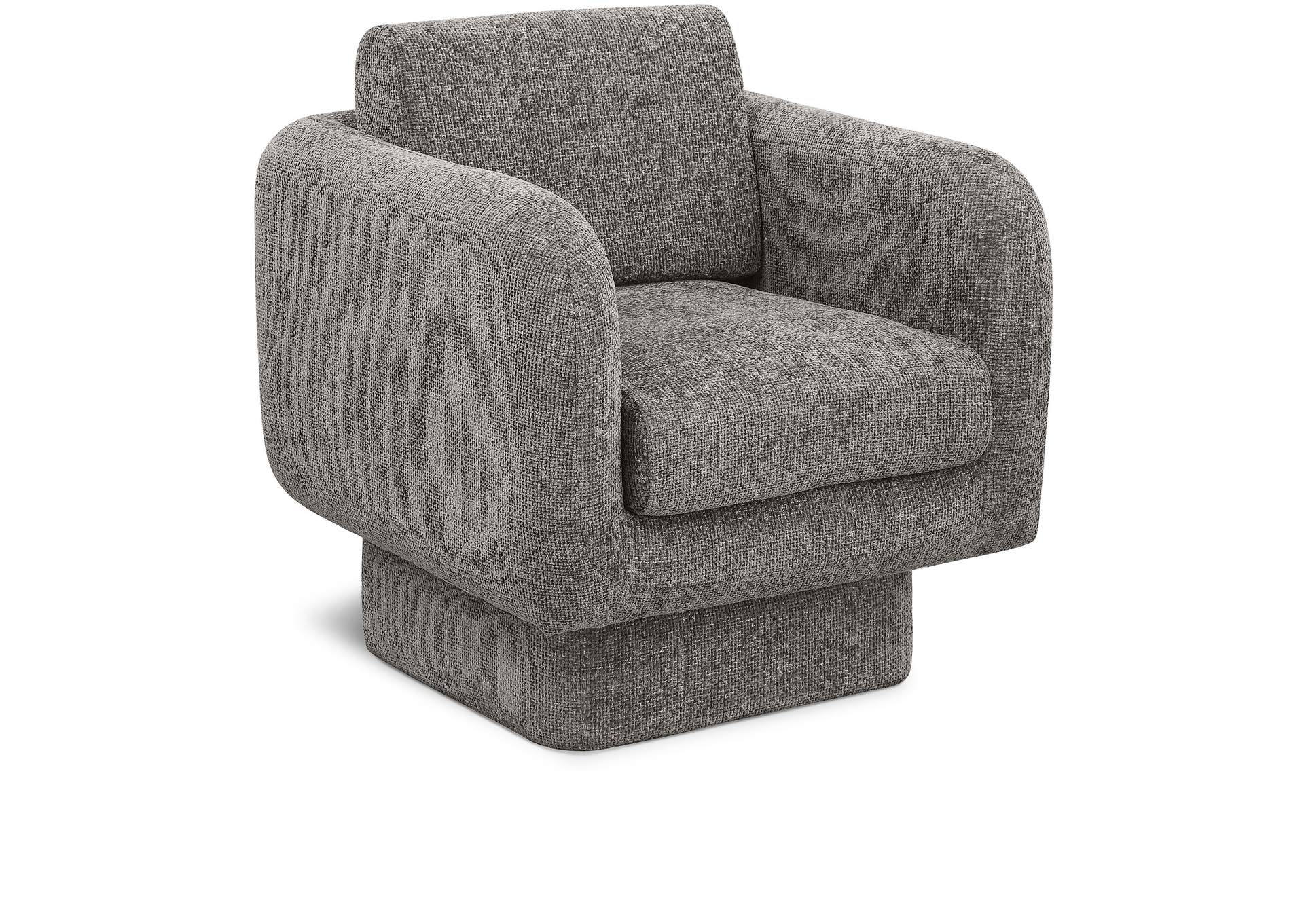 Alessandra Grey Chenille Fabric Swivel Accent Chair,Meridian Furniture