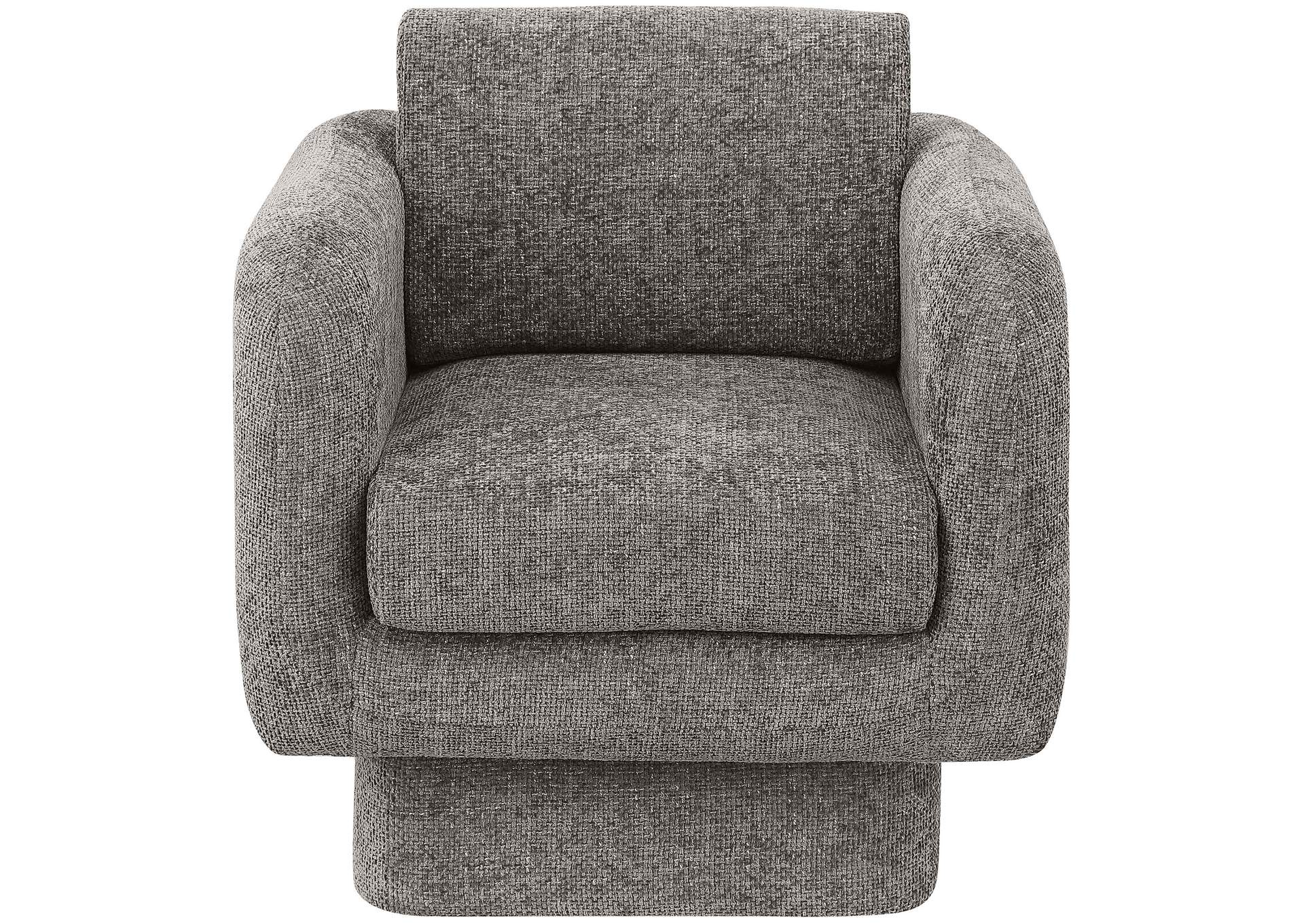 Alessandra Grey Chenille Fabric Swivel Accent Chair,Meridian Furniture