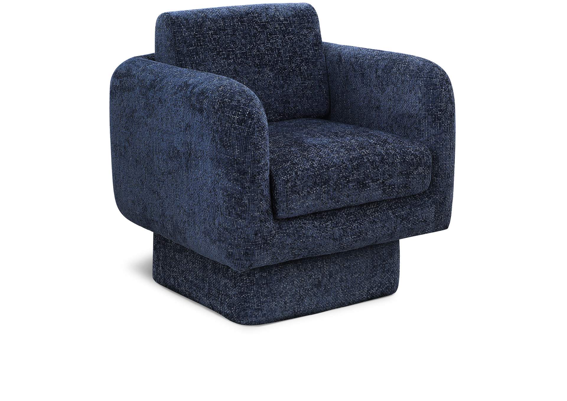 Alessandra Navy Chenille Fabric Swivel Accent Chair,Meridian Furniture