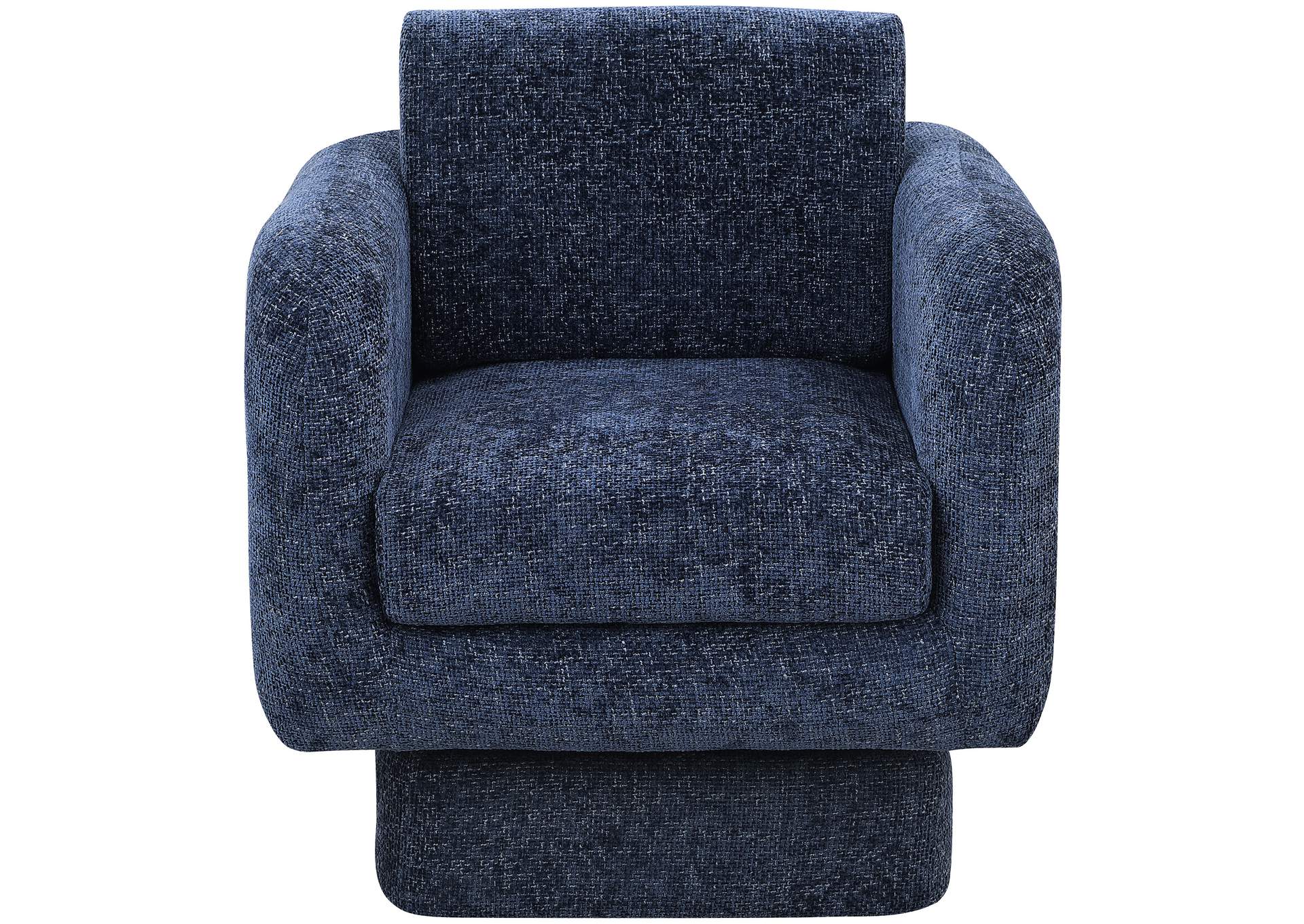 Alessandra Navy Chenille Fabric Swivel Accent Chair,Meridian Furniture